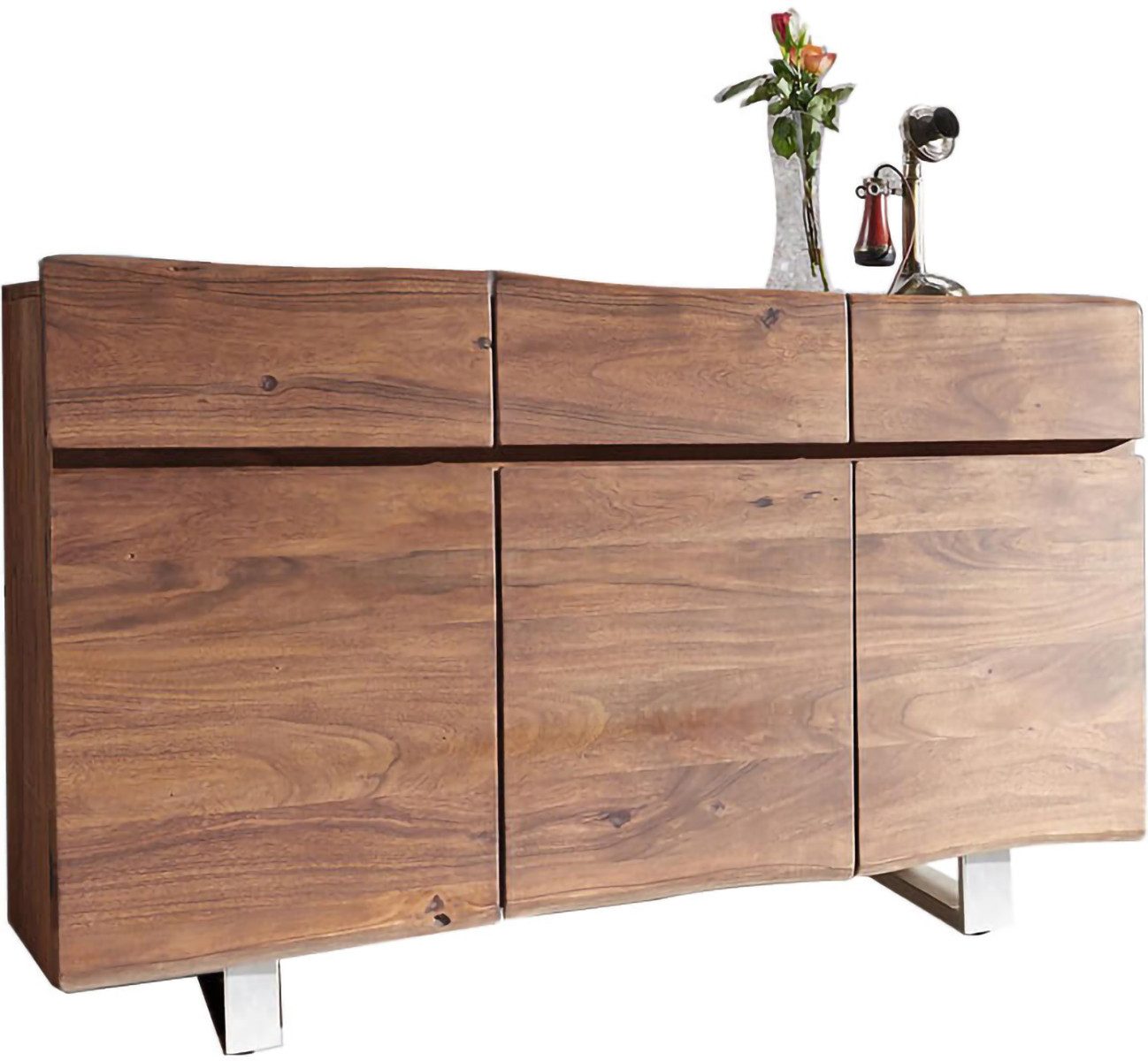 DELIFE Sideboard Live-Edge, Akazie Braun 147 günstig online kaufen