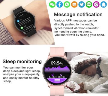 findtime Smartwatch (1,3 Zoll, Android, iOS), mit Telefonfunktion Fitness Tracker Uhr Schrittzähler Schlafmonitor