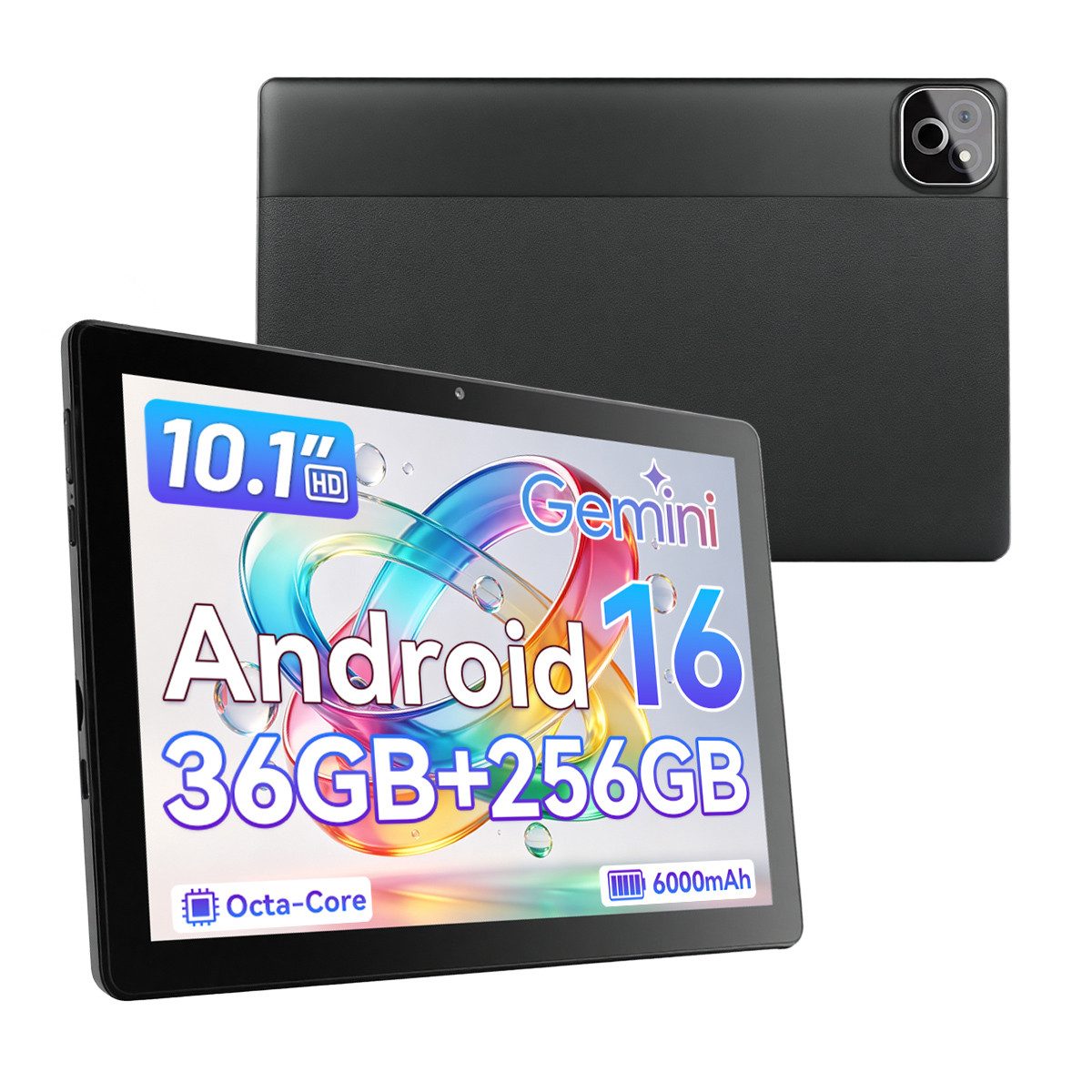 Happybe 10 Zoll Android 16 Octa-Core 36(6+30)GB RAM 256GB 6000 mAh HD 1280×800 Tablet (10.1", 256 GB, Android)