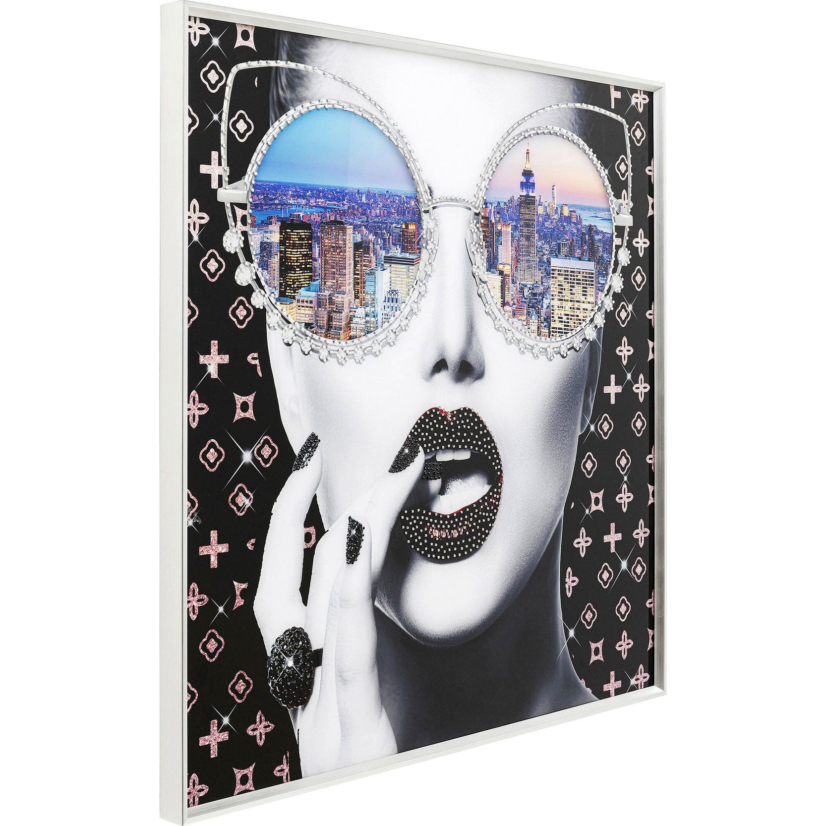 Kare Design Glasbild NY View, Frau, 80x80 cm