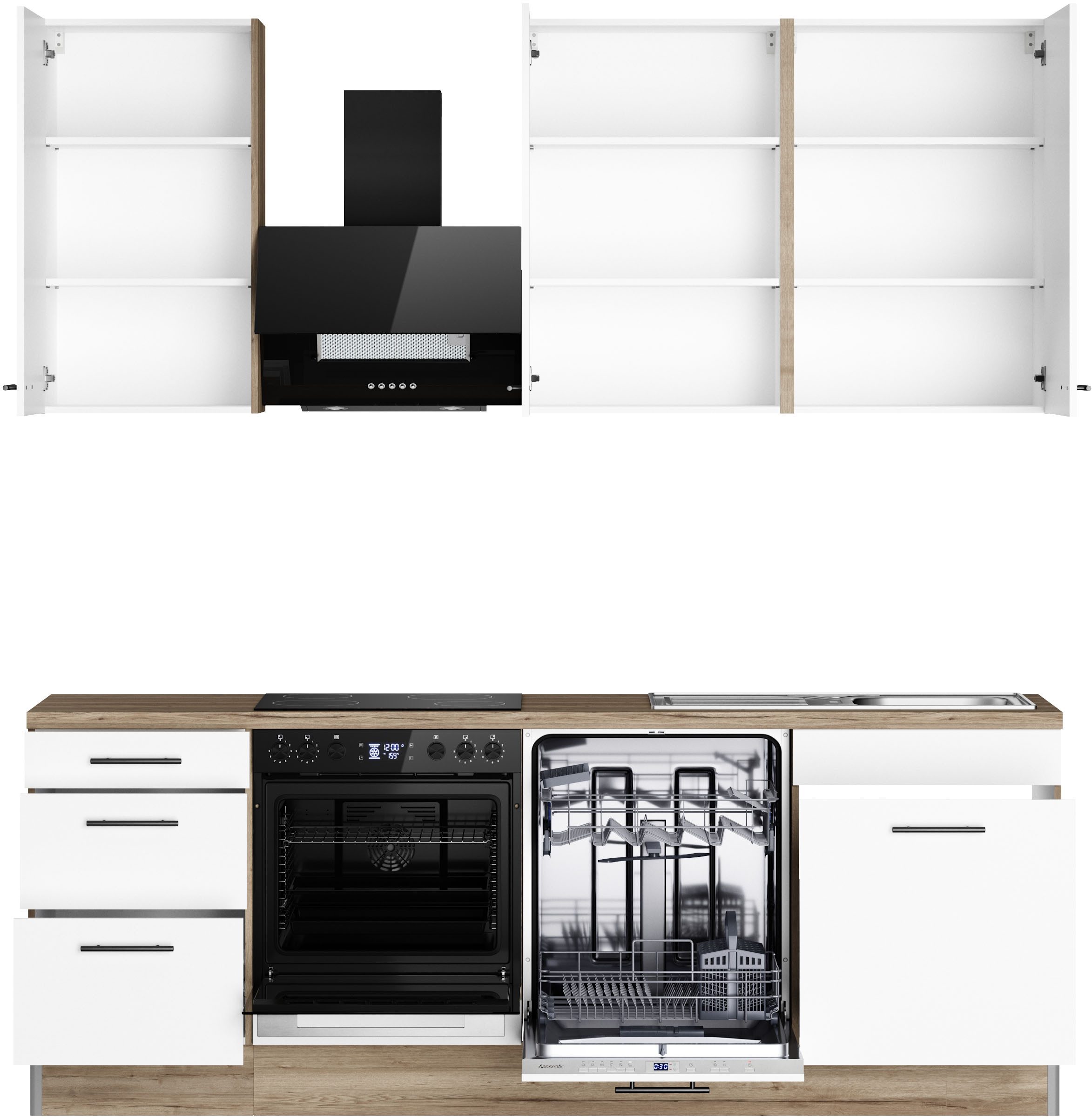 OPTIFIT Küchenzeile Fiona, Breite 230 cm, mit Hanseatic-E-Geräten in Premium oder Basic