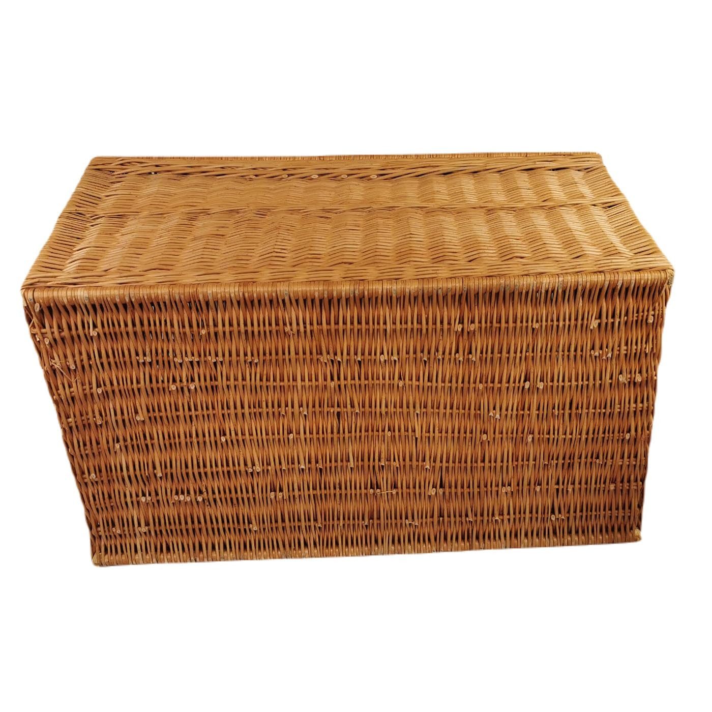 natuleo by pokuc Truhe Truhe aus Weide mit Decke braun 60x40x38 cm
