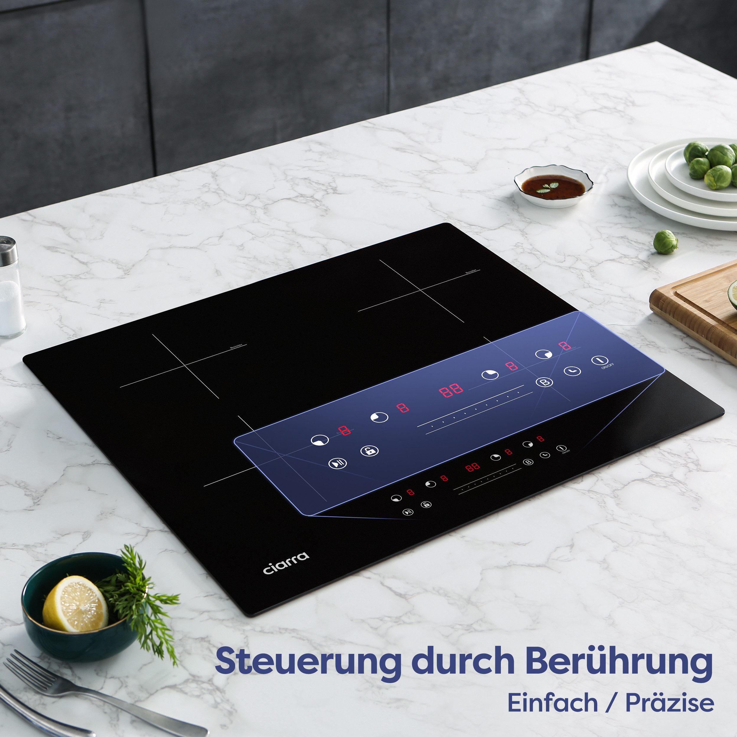 CIARRA Induktions-Kochfeld 60 cm Induktionskochfeld 9 Stufen mit 99 Min Timer & BOOST Touch Control CBBIH4B, 4-Zonen Einbau Kochfelder Induktionsherd mit 99 Min – Bild 5 von 5