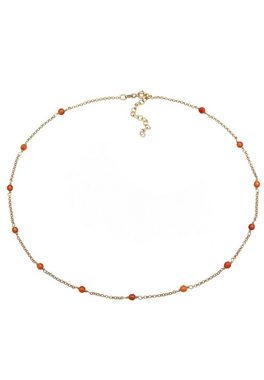 Elli Choker Achat Perlen Rot-Orange 925 Silber vergoldet