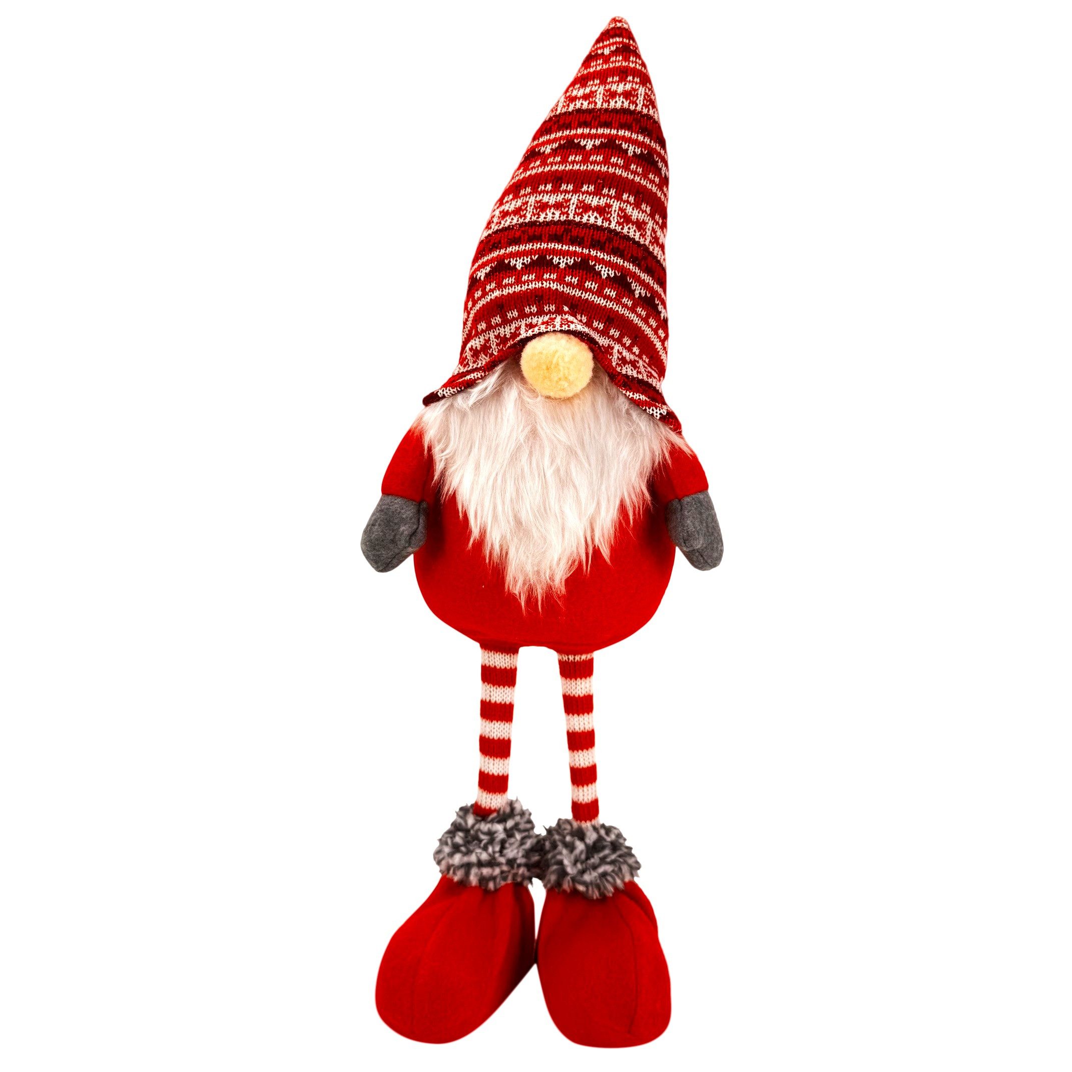 Online-Fuchs Dekofigur Weihnachtswichtel, Zwerg mit süßer Strickmütze - Weihnachtsdeko (im norwegischen Desgin, klassisch weihnachtliche Farben), mit flauschige – Bild 2 von 4