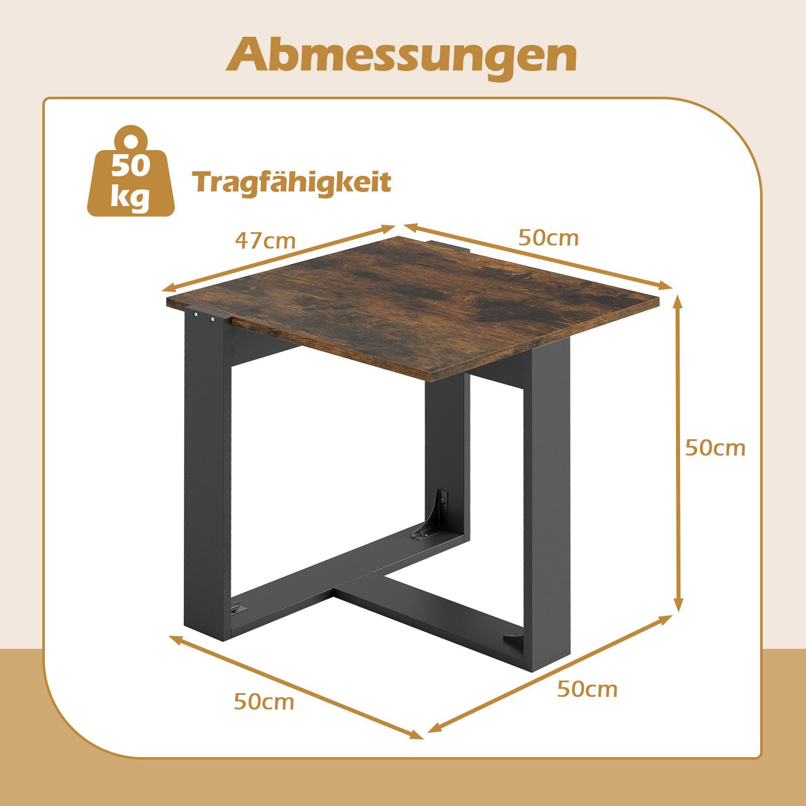 KOMFOTTEU Beistelltisch, Couchtisch mit Metallfuß in günstig online kaufen