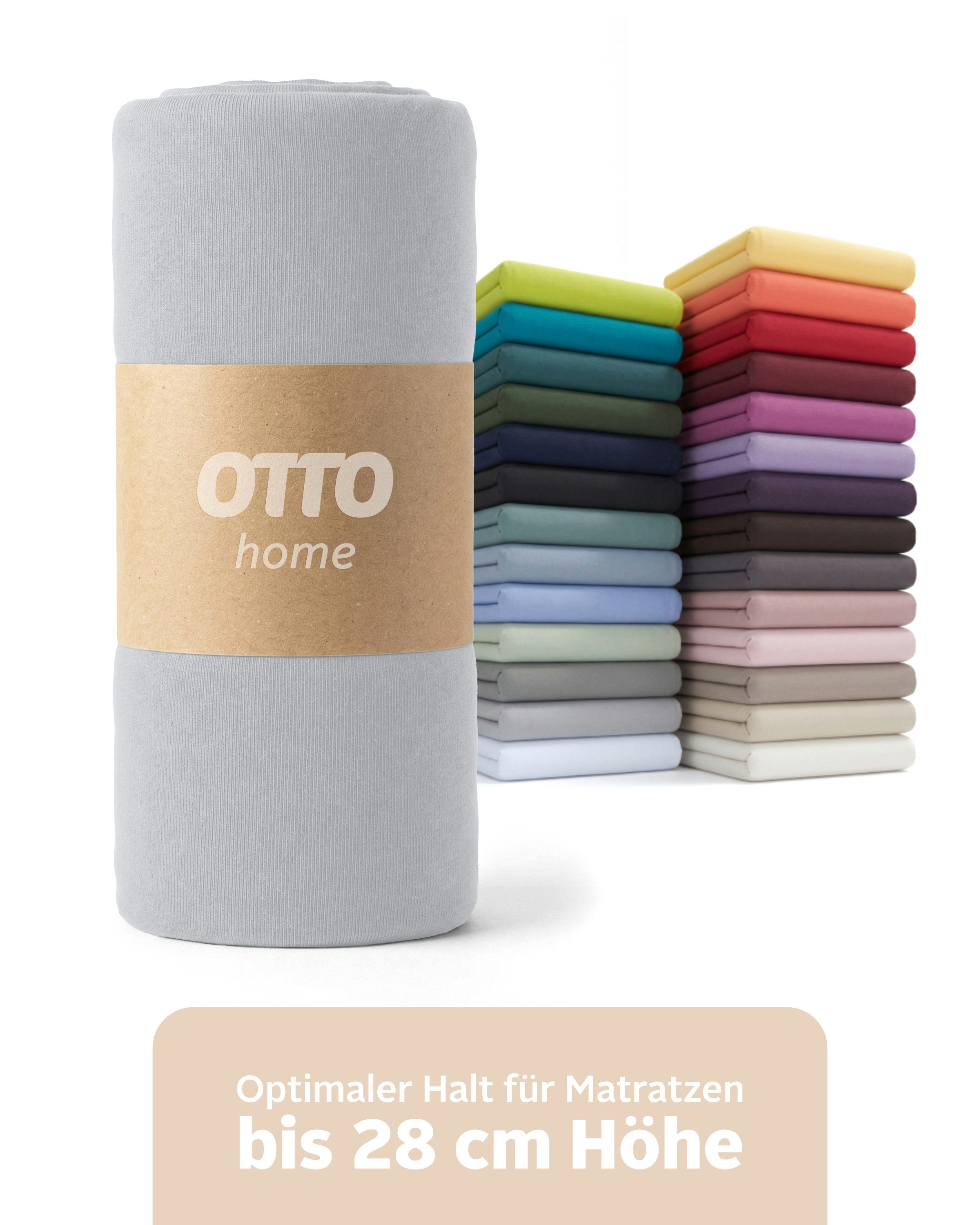 OTTO home Spannbettlaken BLACKBERRY in PREMIUM und BASIC Qualität, 100% Baumwolle, Jersey (110 g/m), Gummizug: rundum, (1 Stück), für hohe Matratzen bis 28 cm, Bettlaken, Spannbetttuch, Boxspring