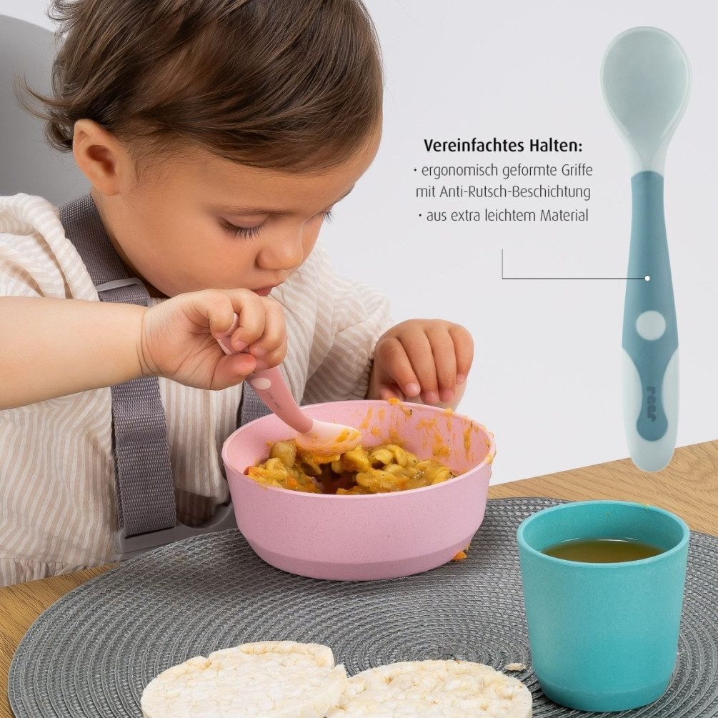 Reer Kinderbesteck Baby Besteckset Biegsam Löffel & Gabel (2-tlg), Kunststoff, 360° biegsam