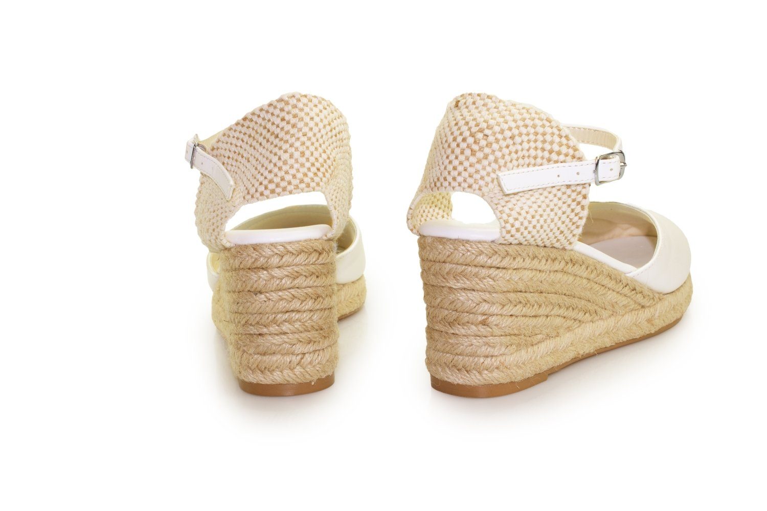 White Lady 940 offwhite Leder - Brautschuh Keilsandalette – Bild 5 von 5
