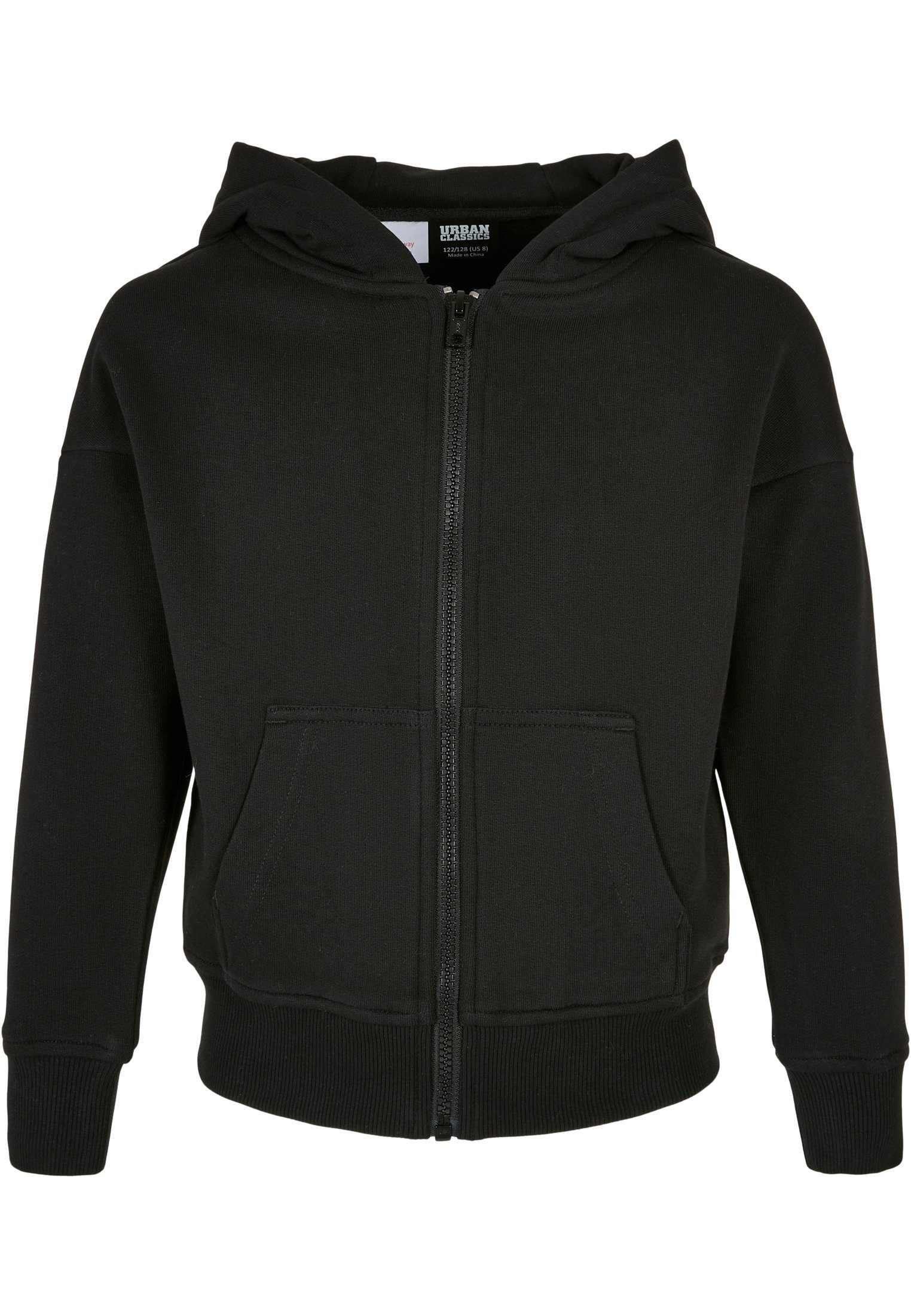 URBAN CLASSICS Girls (1-tlg) Organic Zip Hoody black Terry Damen Kapuzensweatshirt