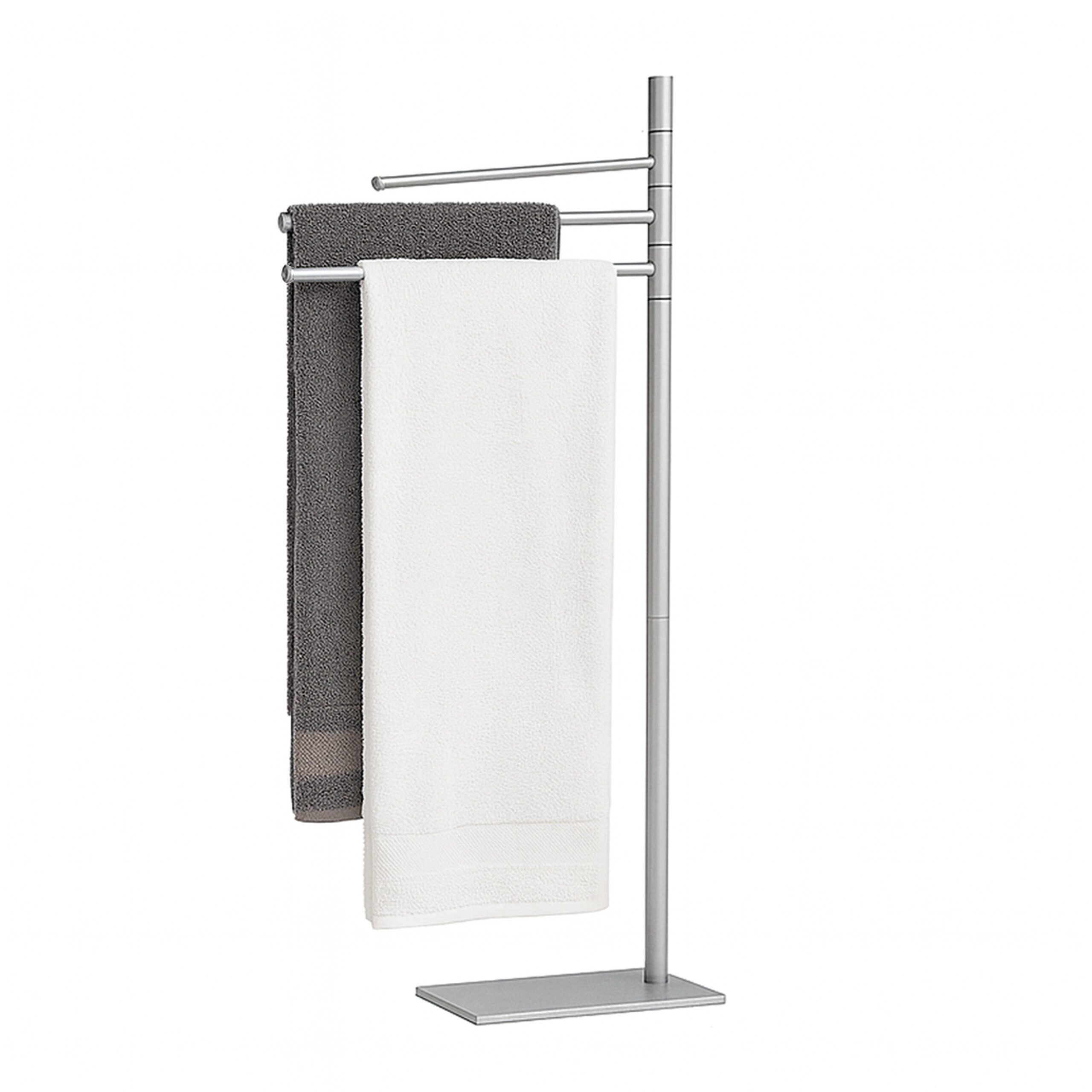 relaxdays Handtuchständer mit 3 Stangen, silber
