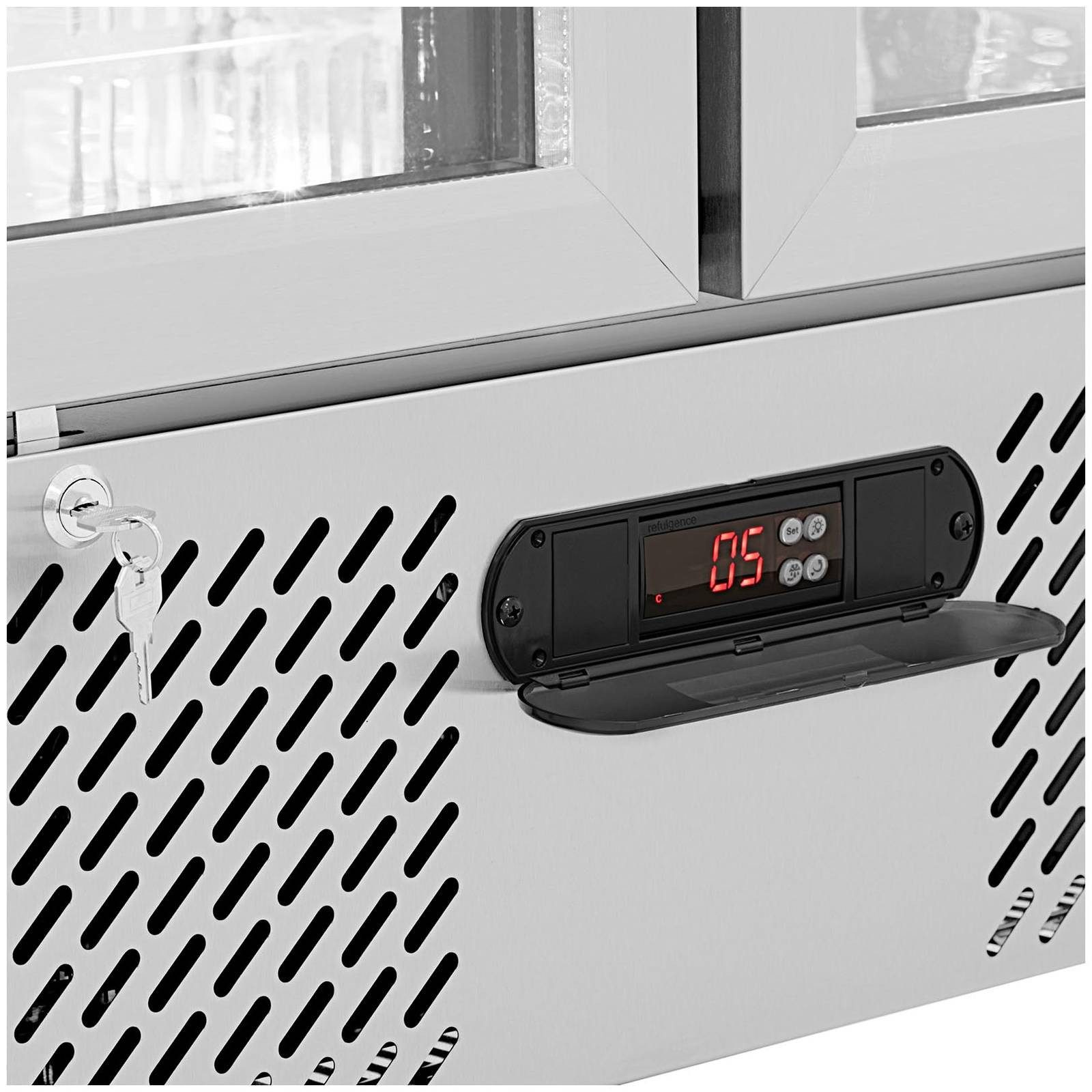 Royal Catering Getränkekühlschrank RC-BC003, 180 cm hoch, 90 cm breit, 458 l Flaschenkühlschrank mit Glastür Kühlschrank für Getränke