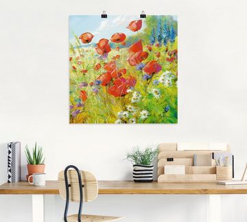 Artland Wandbild Sommerwiese mit Mohnblumen, Blumenwiese (1 St), als Alubild, Outdoorbild, Leinwandbild, Poster in verschied. Größen