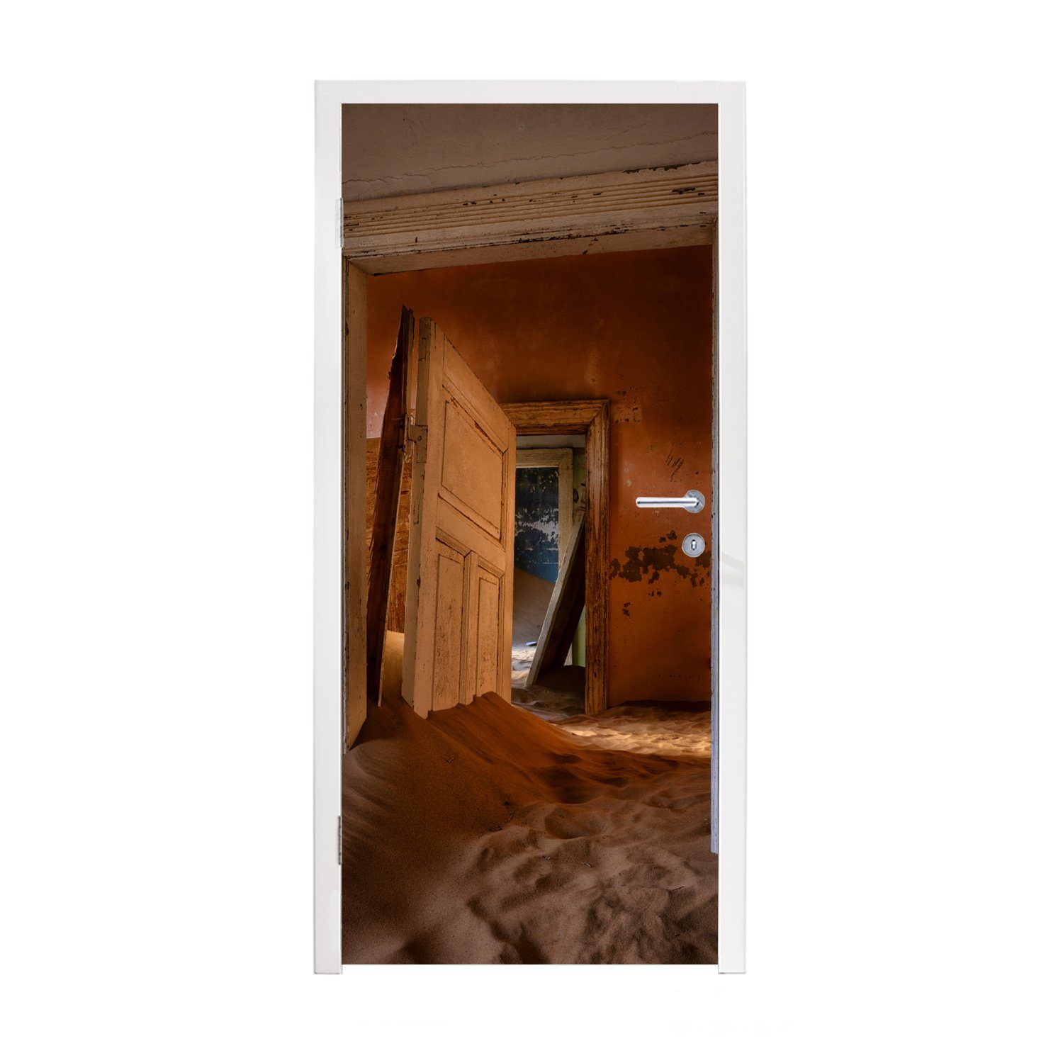 MuchoWow Türtapete Tür - - Tür, cm Haus (1 - Matt, Sand Architektur, bedruckt, 75x205 Türaufkleber, St), für Fototapete