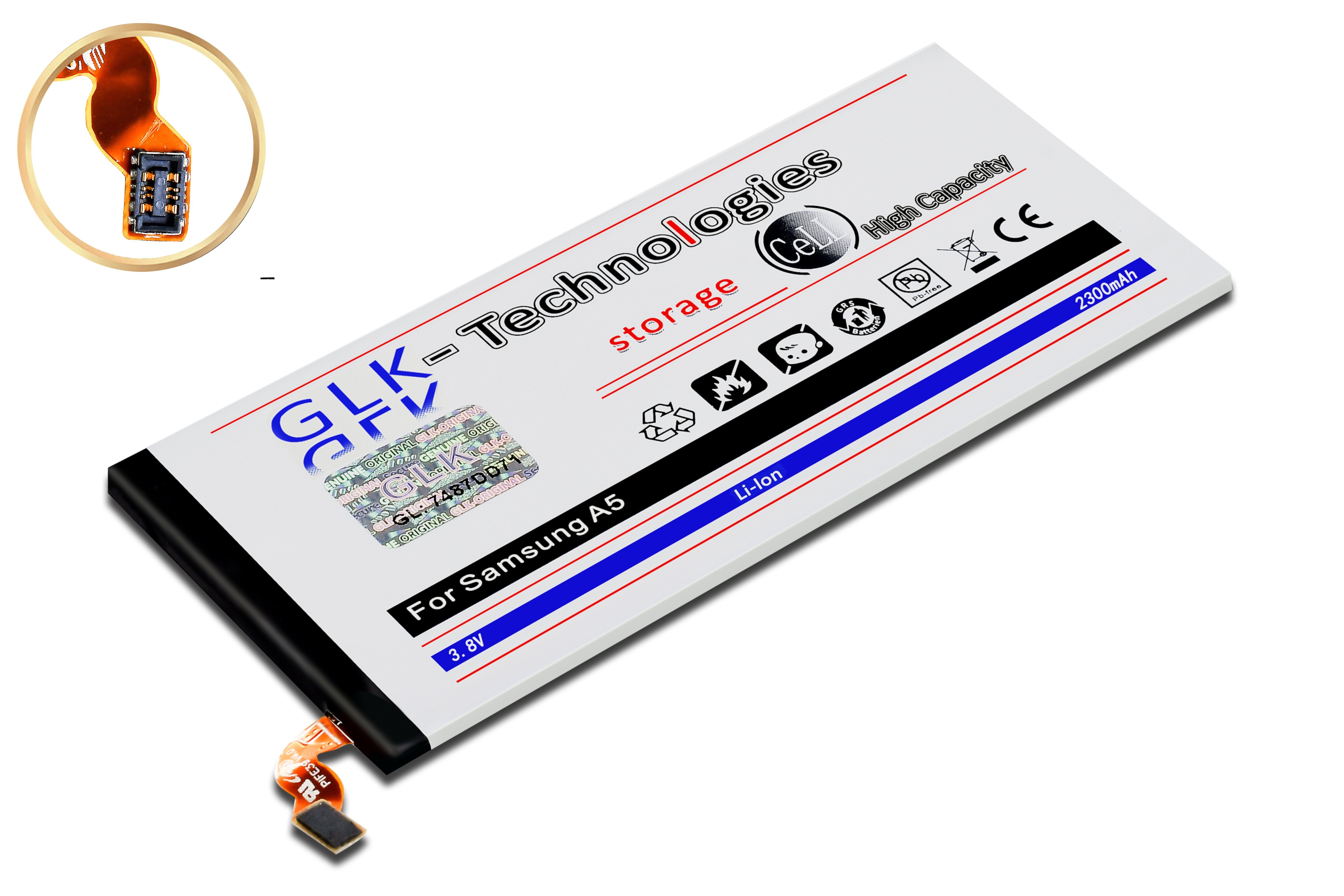 GLK-Technologies High Power Ersatzakku SM-A500F Samsung Werkzeug mAh A5 Akku, 2300 inkl. NEU GLK-Technologies mit V) kompatibel Battery, Set Galaxy accu, Smartphone-Akku mAh Kit EB-BA500ABE, Original 2300 (3.8 2015