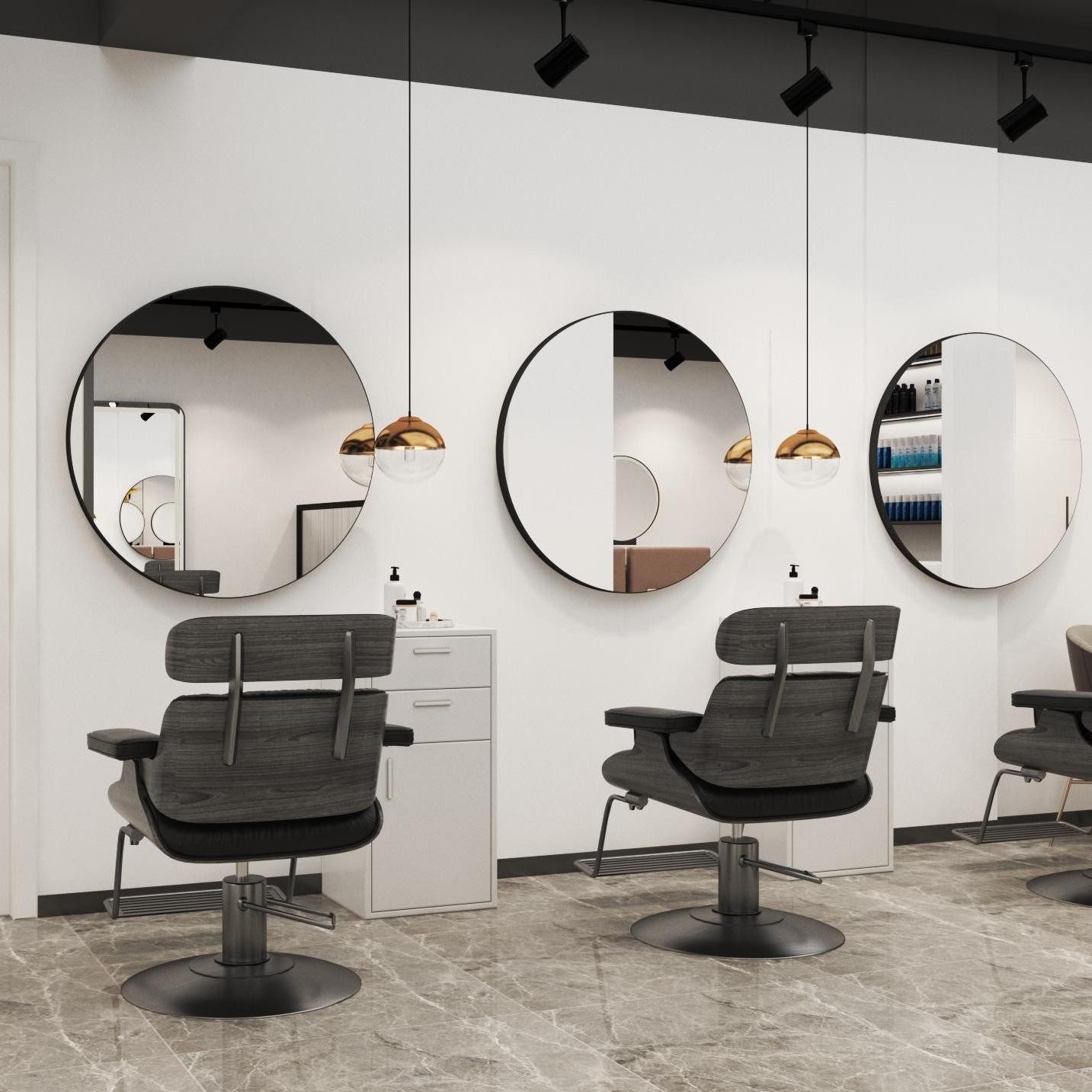 WDWRITTI Dekospiegel Schwarz Ø100cm für Friseurladen Friseurspiegel XXL Modern (Wandspiegel Rund 100cm, 1-St., Spiegel groß), Design Rundspiegel, Flurspiegel mit Alurahmen