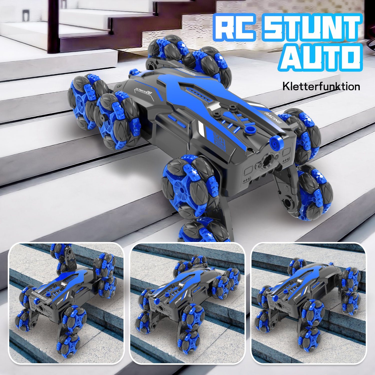 NOENNULL 4 Stück 1/10 Aluminiumlegierung Radnabe Zubehör RC Teile Passend HSP 94123 Touring Drift Car (Blau