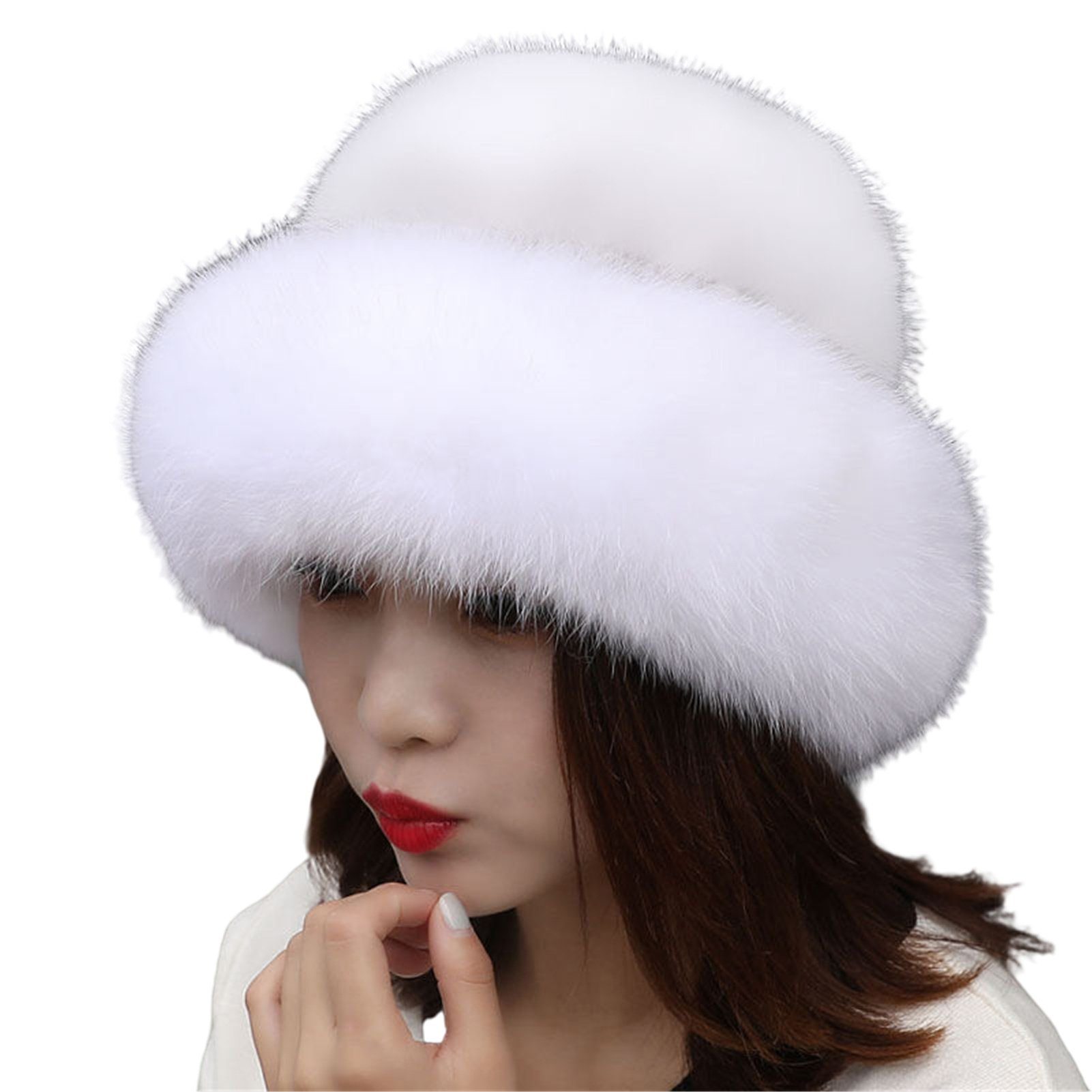 Für Blusmart Silber Mode-Wintermütze Mit Kunstpelzbesatz Modische Damen, Plüschmütze Warme
