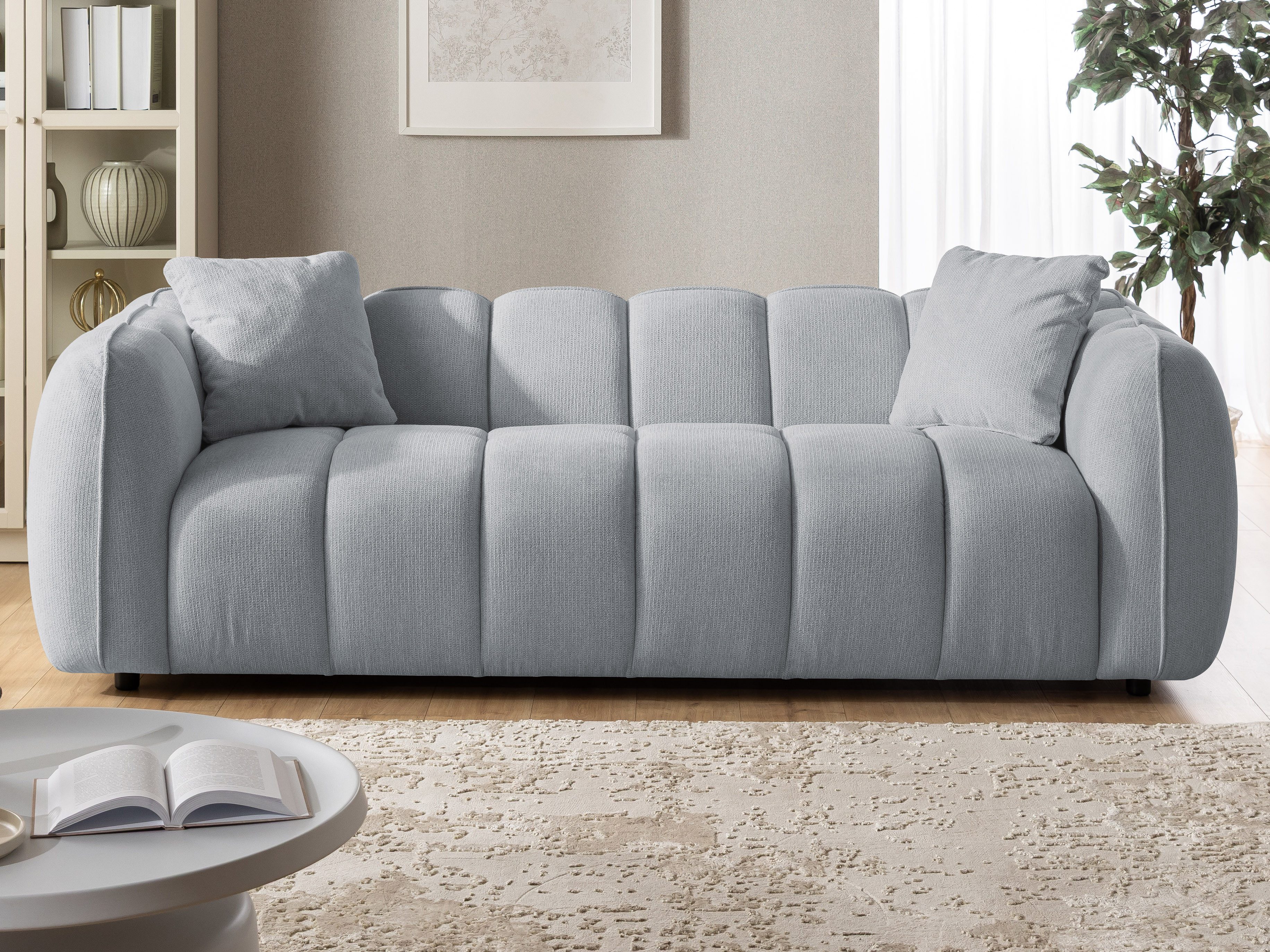 S-Style Möbel Sofa 3-Sitzer Nubira in tief gesteppter Bubble-Optik aus Strukturstoff, mit modernem Design und Wellenfederung
