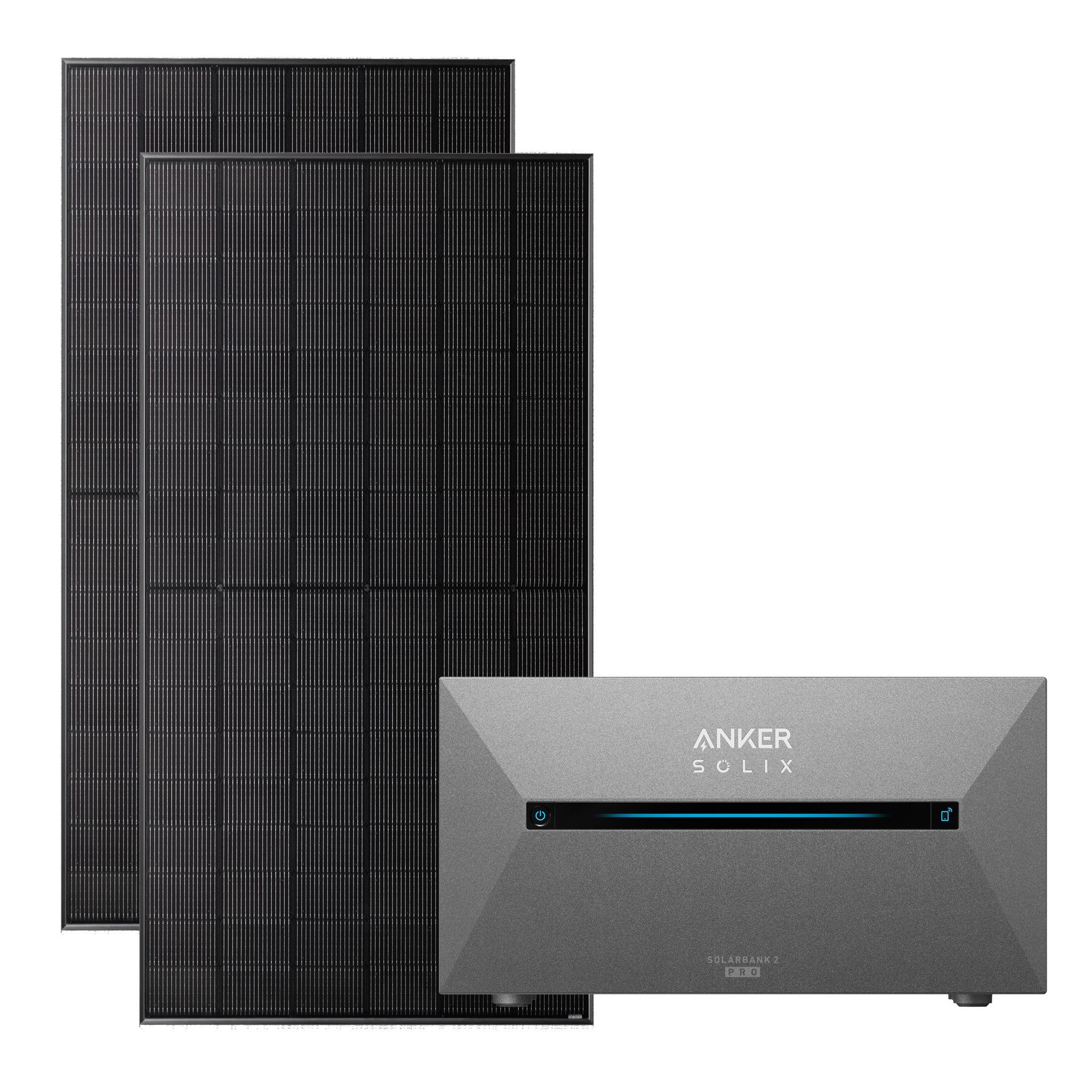 Anker Balkonkraftwerk Solix 1010W Balkonkraftwerk Komplettset mit Solarbank E1600 2 Pro, (Set, 2 × 505W Solarmodule+1 × Anker E1600 2 Pro +Ohne/mit Halterung), IP65, Plug und Play