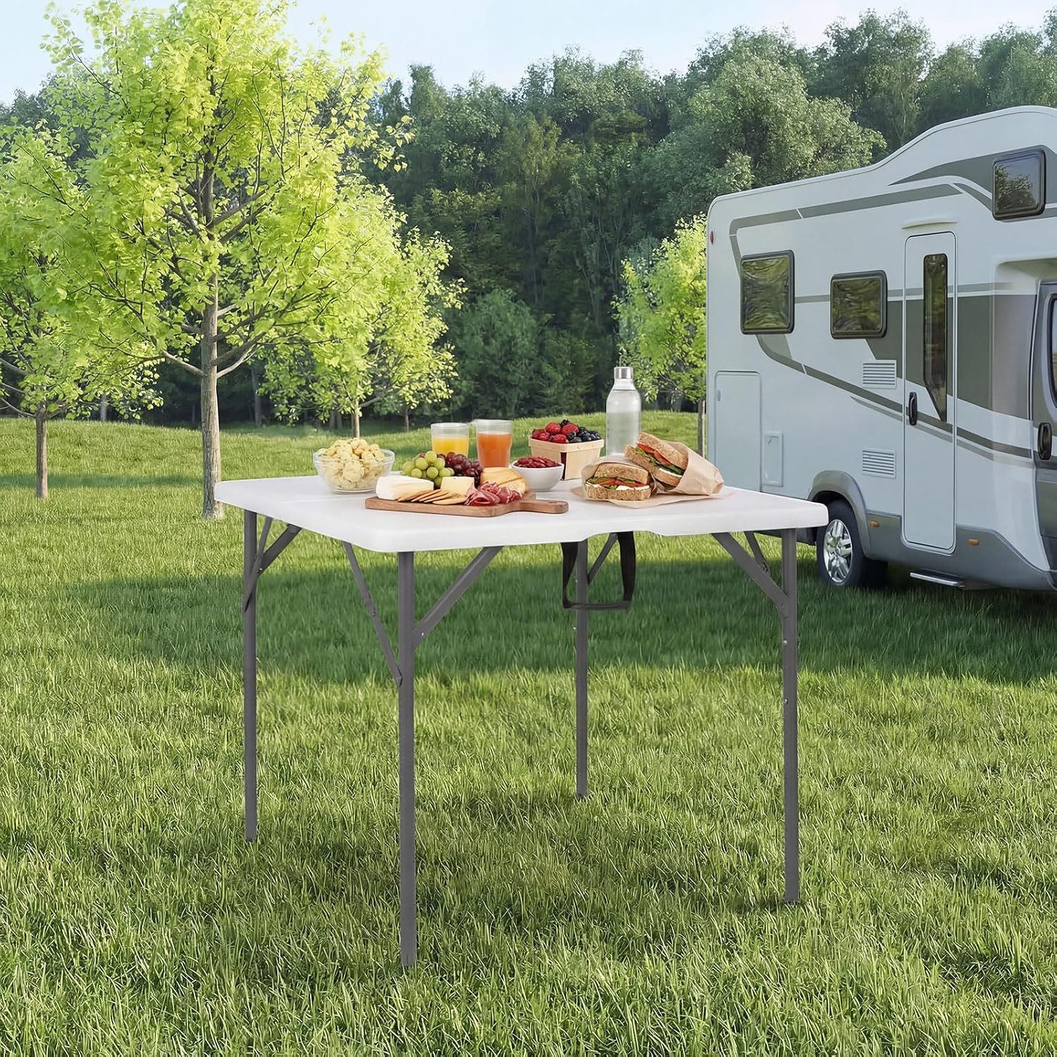 KOMFOTTEU Campingtisch, Klappbarer Gartentisch mit Tragegriff, für 4 Personen