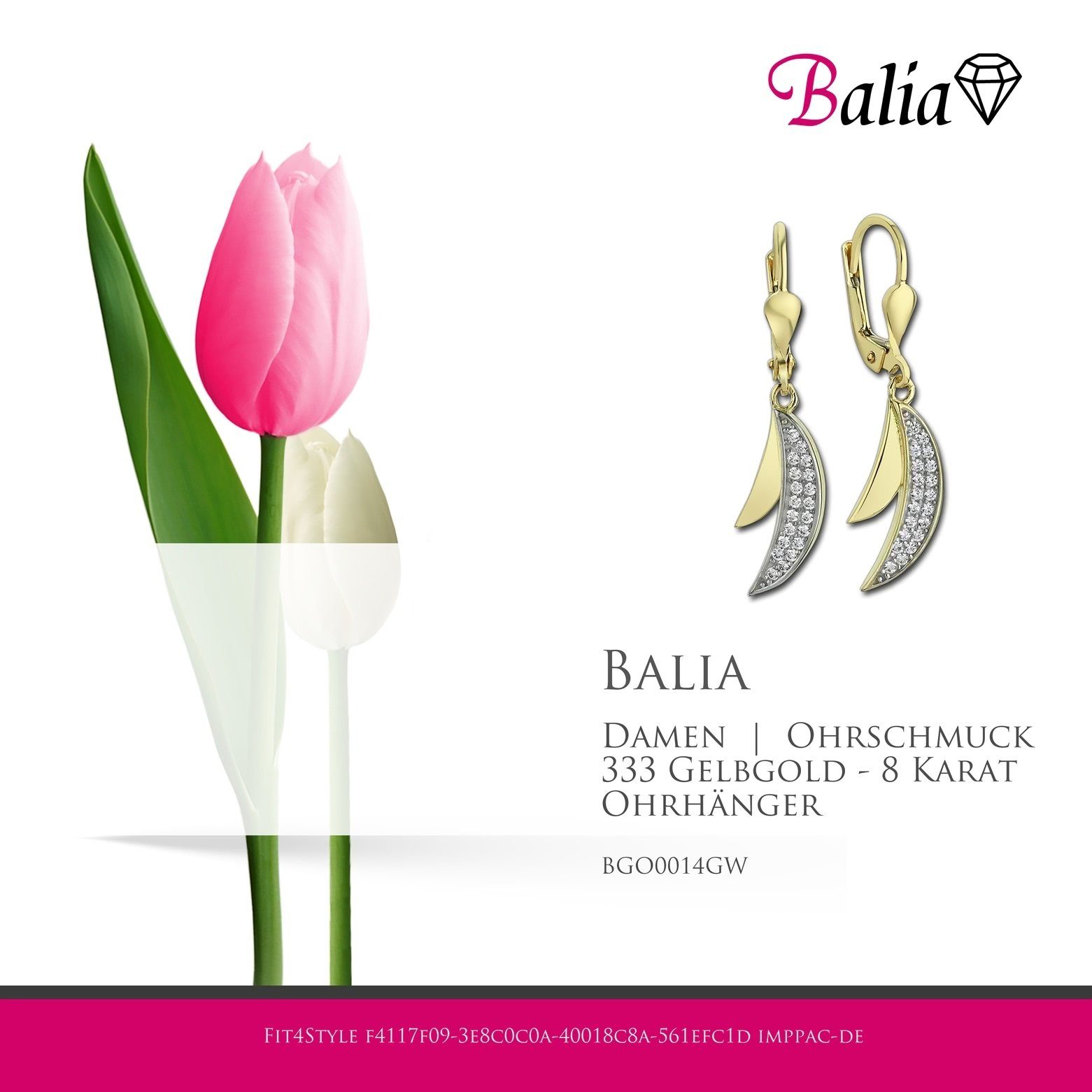 8 aus Balia weiß, (Ohrhänger), Gold Damen Gelbgold - für Karat, Balia (orientalisch) 8K Ohrhänger Paar 333 Ohrhänger Ohrhänger Farbe: gold