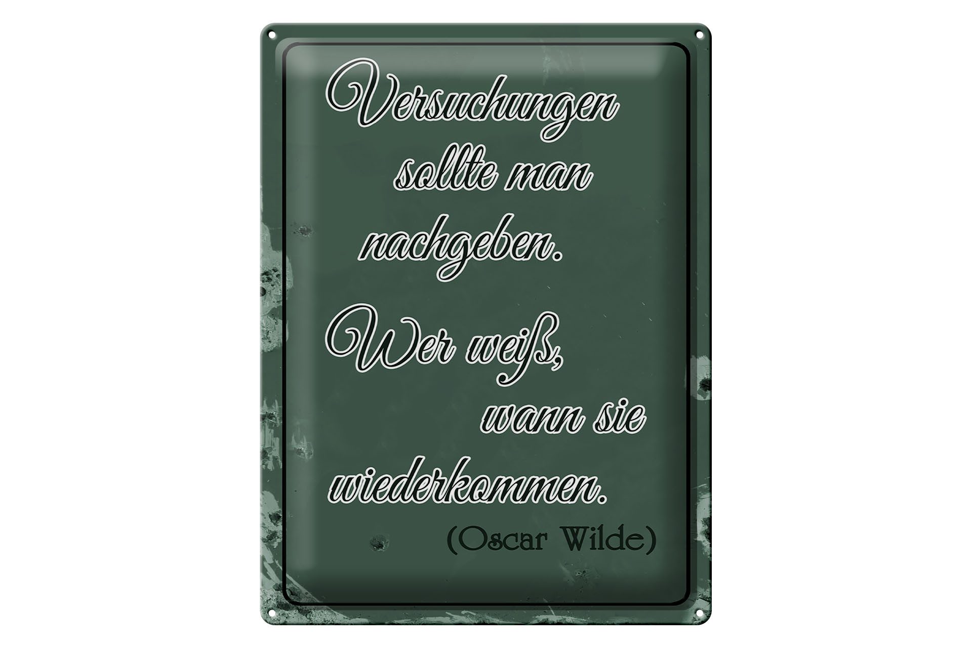 Metallschild Spruch 30x40cm Versuchungen soll man nachgeben