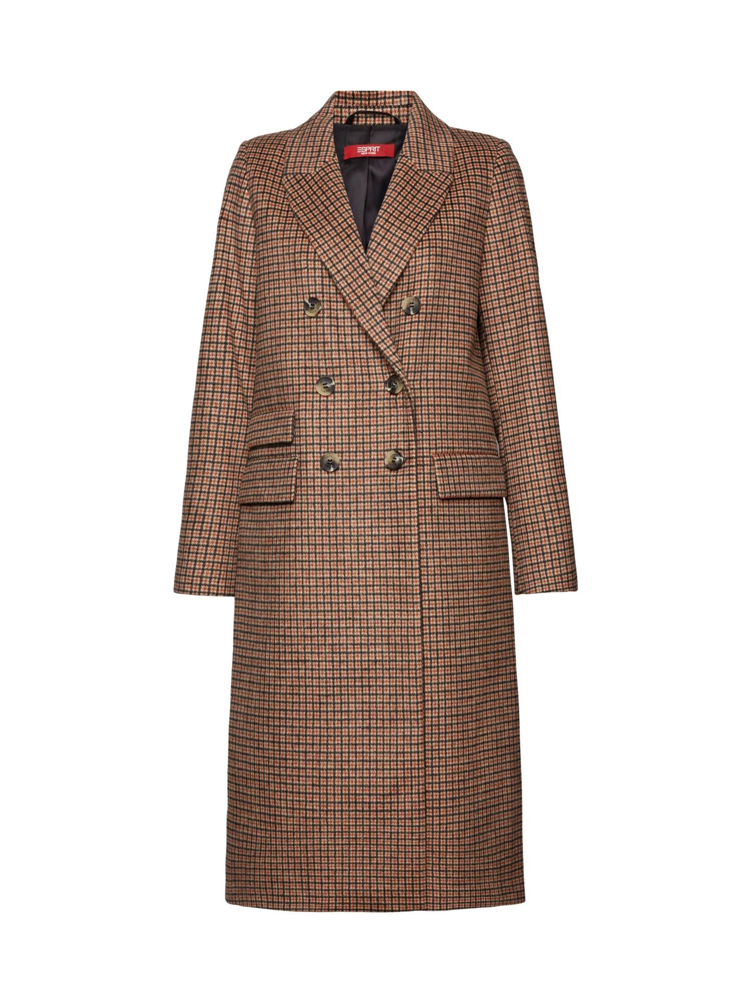 Esprit Collection Wollmantel Karierter Mantel aus Wollmix