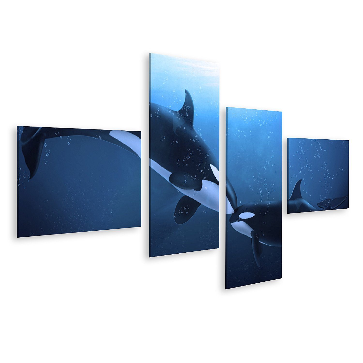 Leinwandbild Bild auf Leinwand Orcas Zärtlichkeit Wandbild Poster Kunstdruck Bilder