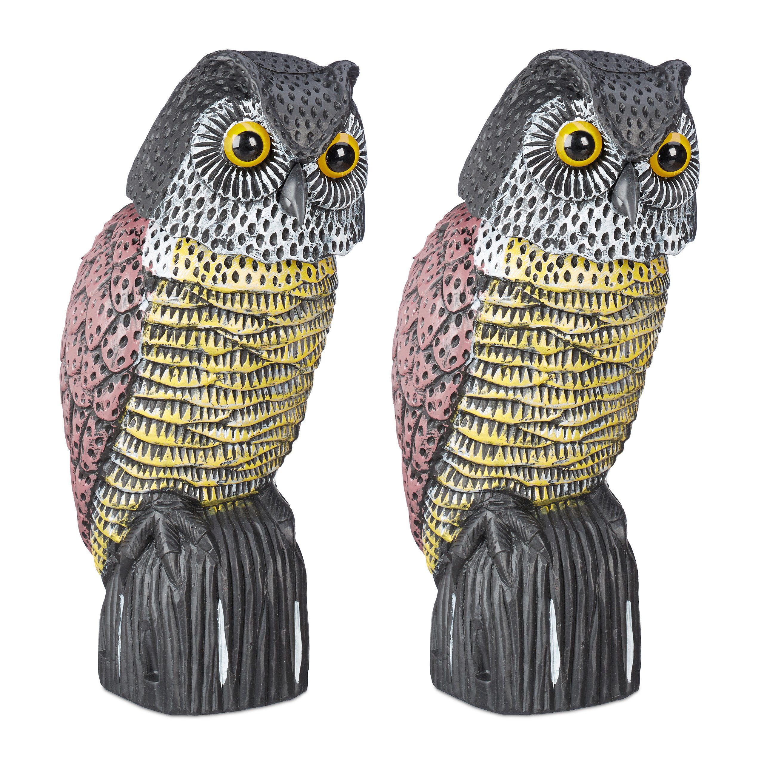 relaxdays Gartenfigur 2 x Vogelschreck Eule günstig online kaufen