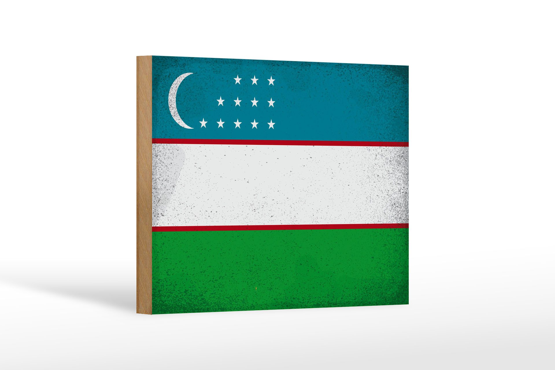 Femer GmbH Holzbild Flagge Usbekistan 18x12 cm Uzbekistan Vintage, Flaggen (1 St), Glatte Holzfaserplatte (MDF), vorn beschichtet