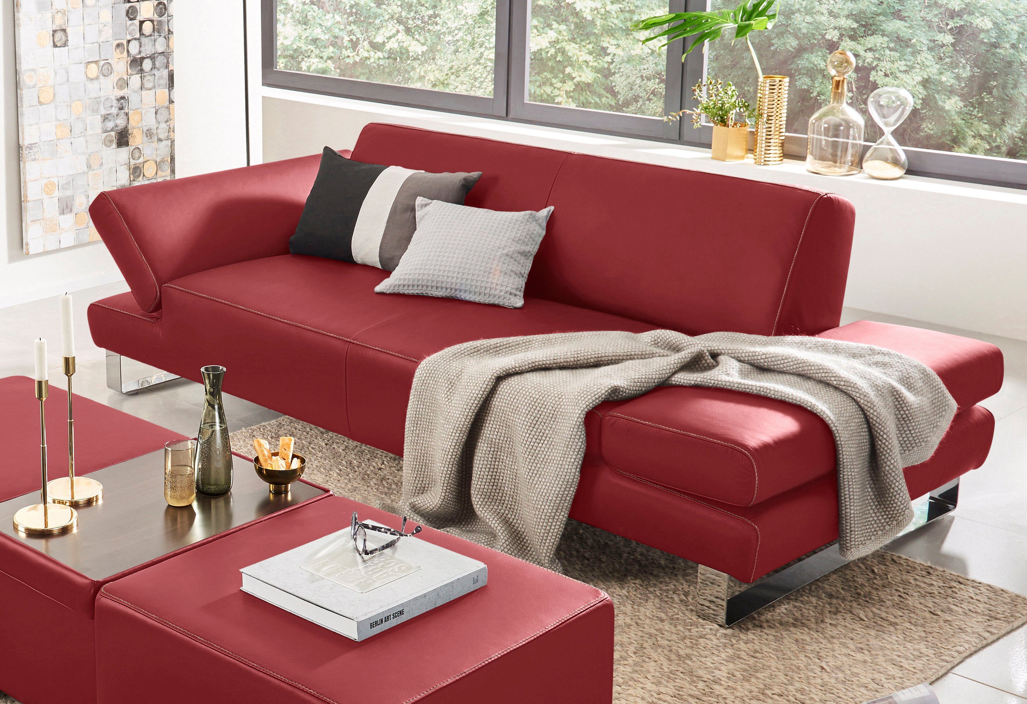 W.SCHILLIG 3-Sitzer taboo Designsofa mit hohem Sitzkomfort, mit Normaltiefe, inklusive Armlehnenverstellung, mit Kontrastnaht