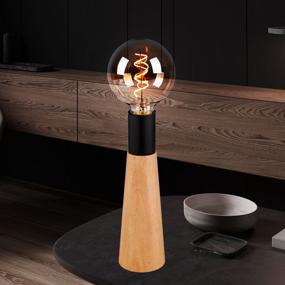 etc-shop LED Tischleuchte, Leuchtmittel Tischlampe nicht Leselampe Wohnzimmerleuchte Holzlampe natur Beistellleuchte inklusive