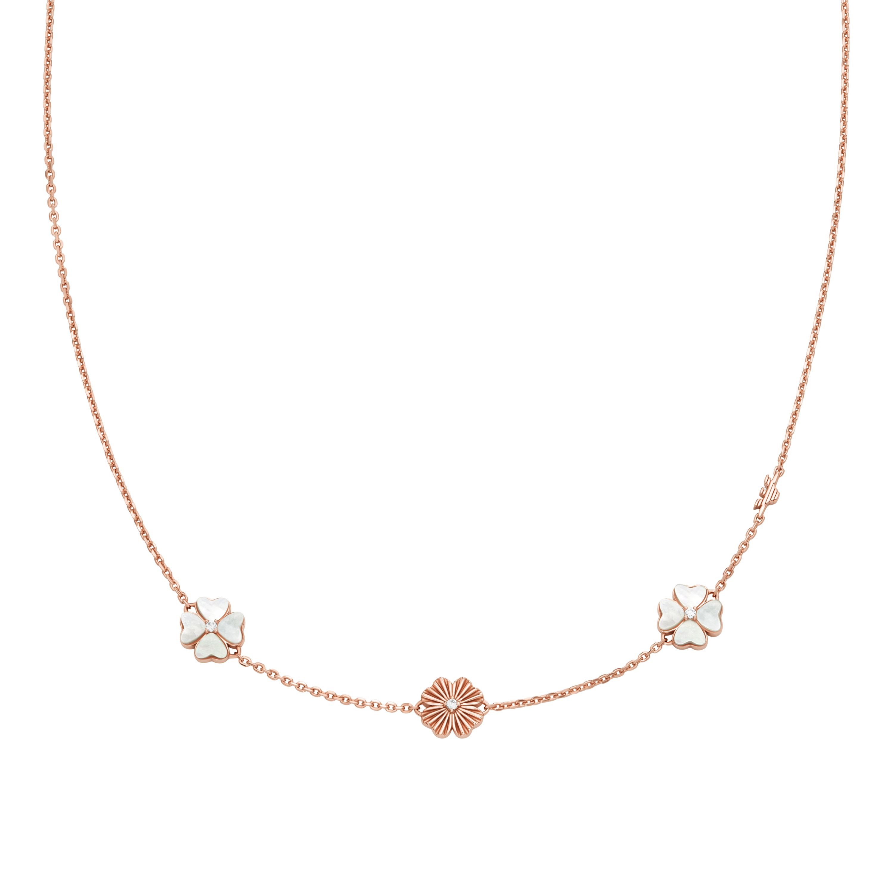 Emporio Armani Kette mit Anhänger Schmuck Geschenk Silber 925 Kleeblätter, mit Zirkonia (synth) - mit Perlmutt