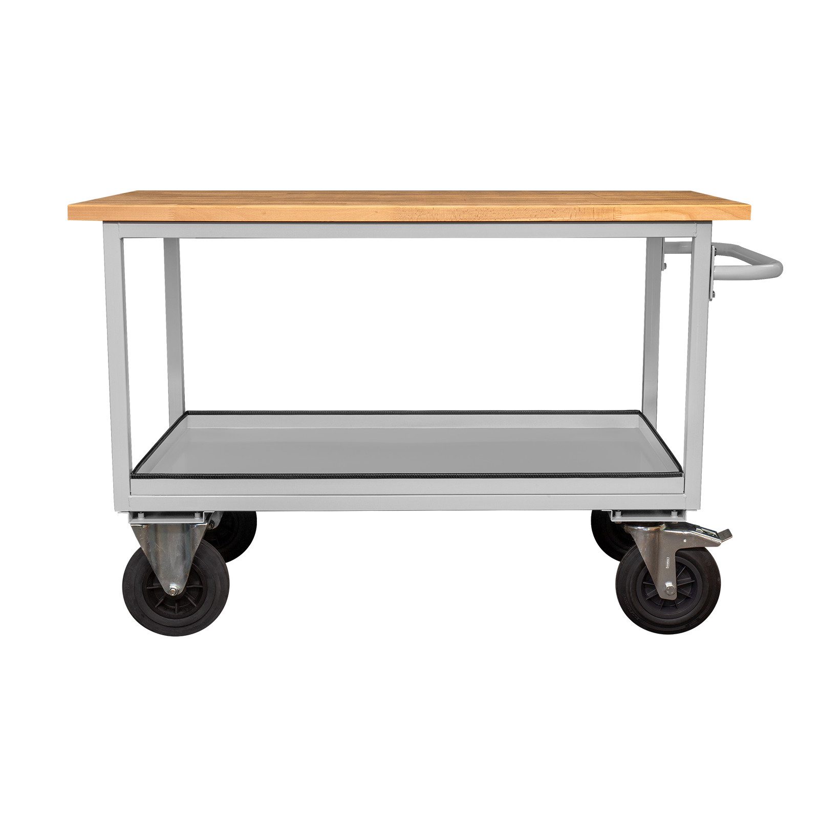 PROREGAL® Werkbank Mobile Werkbank mit 2 Etagen Schiebegriff, HxBxT 83x130x60cm, Grau
