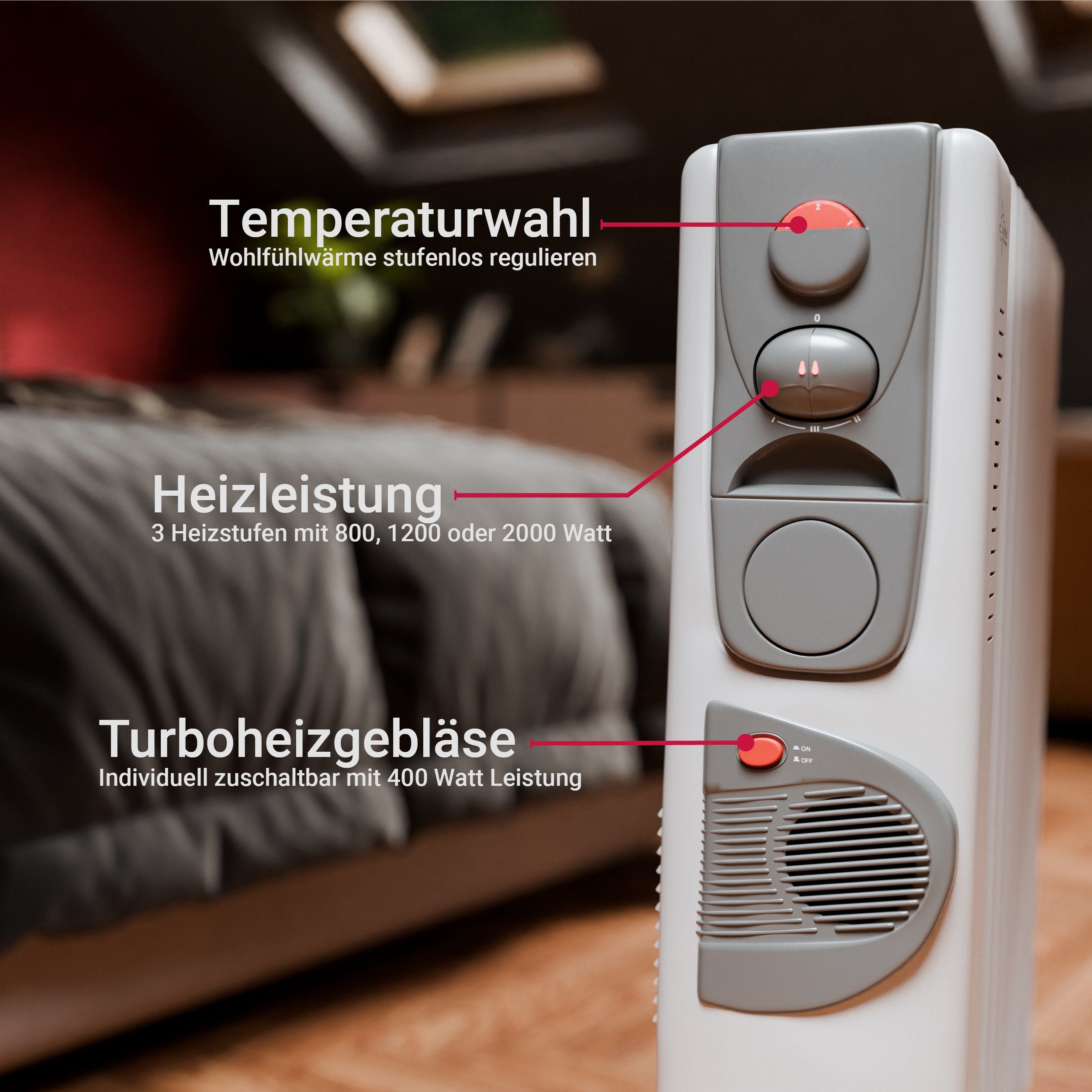 Ölradiator 400 1 Elektroheizung W, 2000 9 Heizlüfter, Heizgebläse, 2 Lamellen in Safe mit W Suntec Wellness Heat 2020,