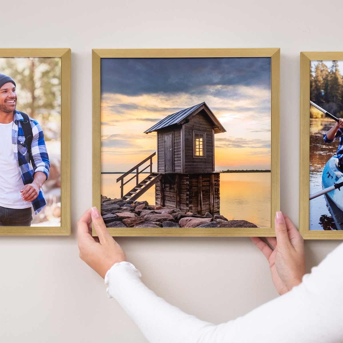 PHOTOLINI Bilderrahmen modern mit bruchsicherem Acrylglas, Holz MDF für Fotos & Poster, für 1 Bilder (1 Einzelrahmen), Posterrahmen 30x30 cm quadratisch zum Auf – Bild 2 von 5