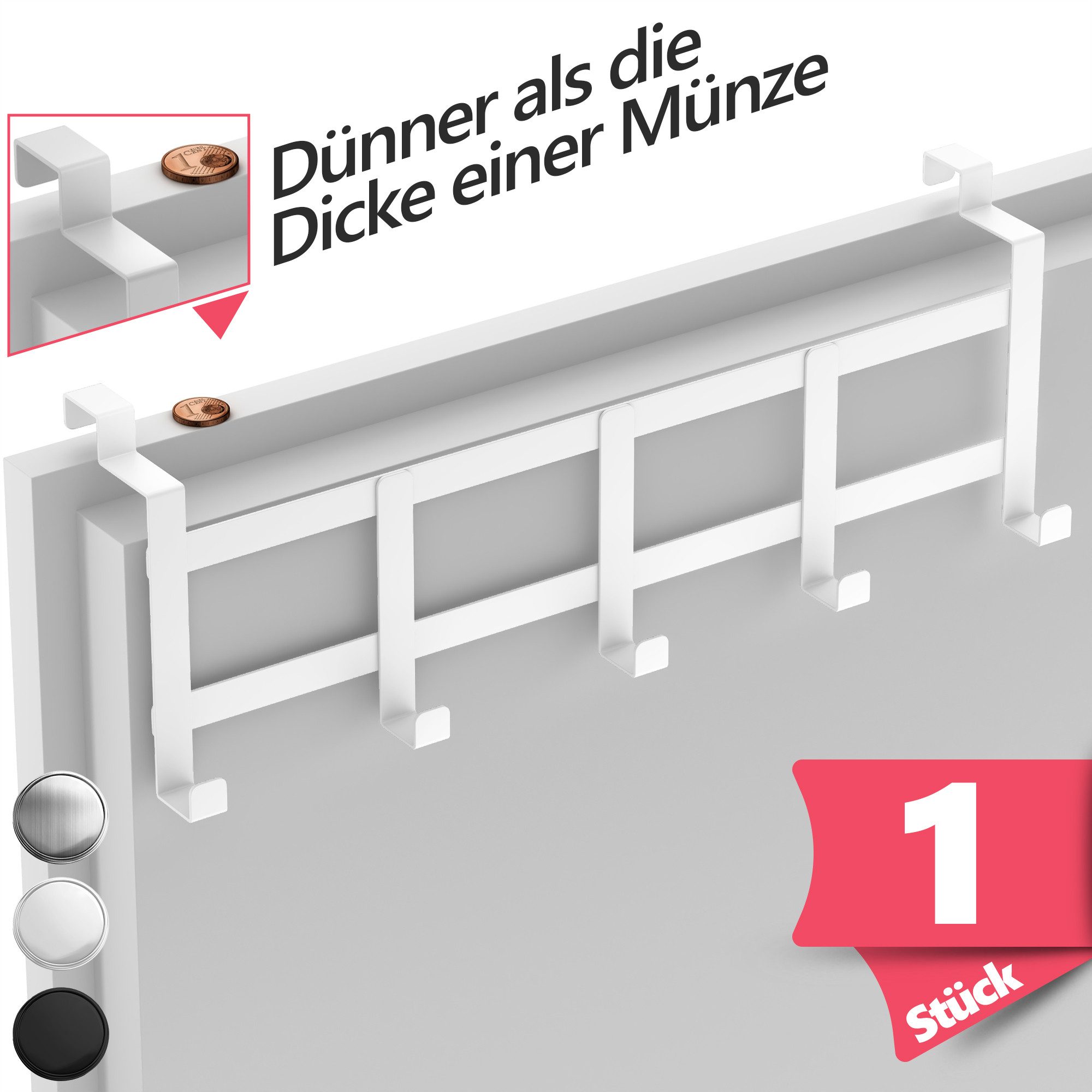 Lindenstein Türhaken Edelstahl Türhaken Innenseite, Türen, (Packung, 1-St., 1), ohne Bohren,Stabil,langlebig,rostbeständig,verformungsresistent