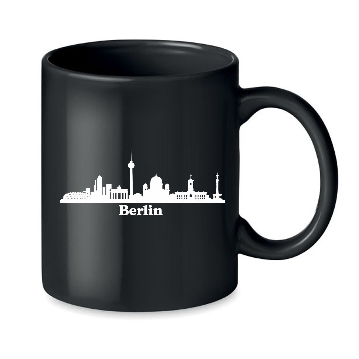 Blondie & Brownie Tasse Berlin Tasse Skyline Wahrzeichen Print Keramikbecher Souvenir für Fans, 1-tlg., Keramik, Berlin Skyline Silhouette Tasse