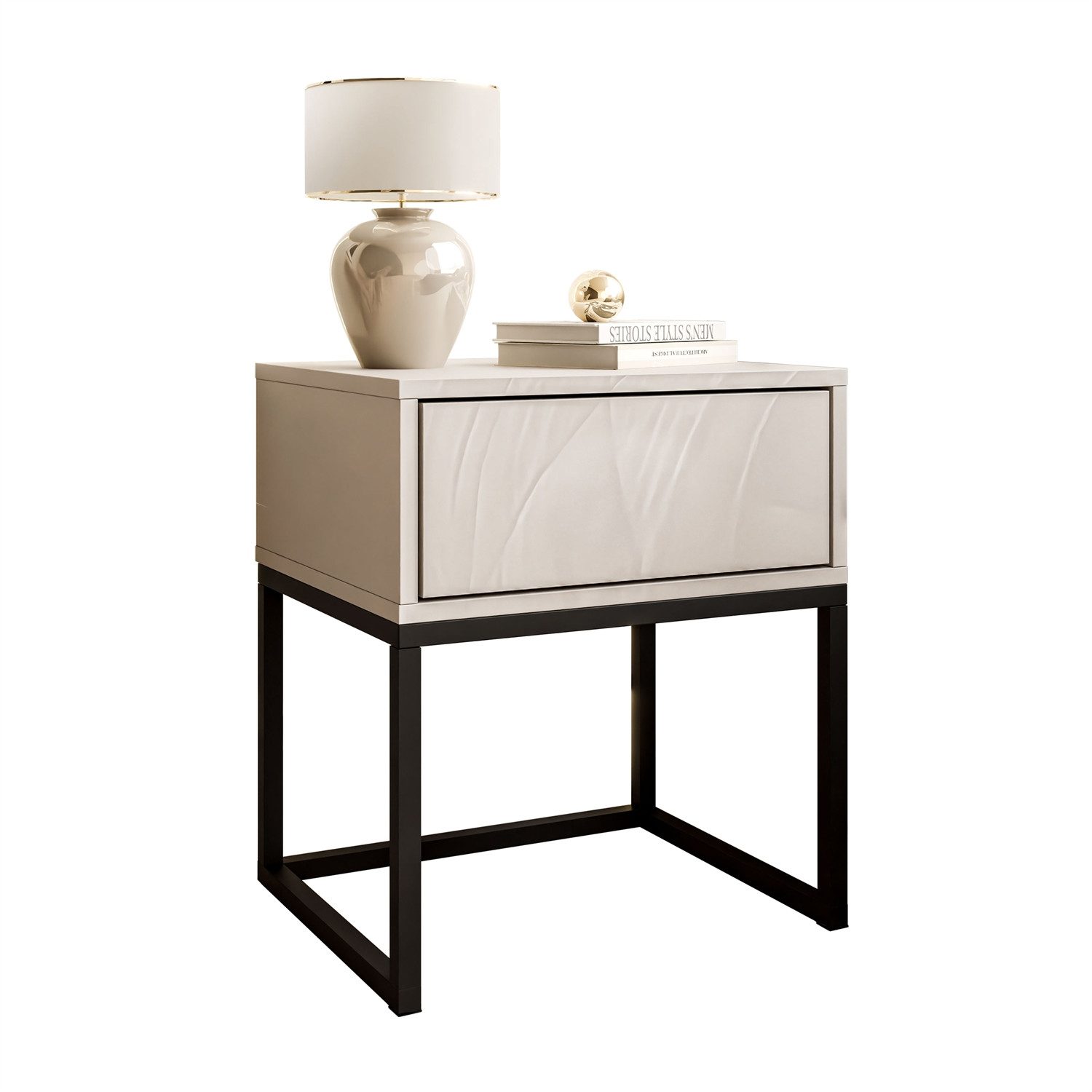 Lookway Nachttisch BLANCO Kaschmir auf Gestell – Moderner Nachtschrank fürs günstig online kaufen