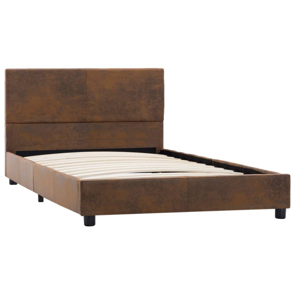 vidaXL Bett Bettgestell Braun Wildleder-Optik 90x200 cm
