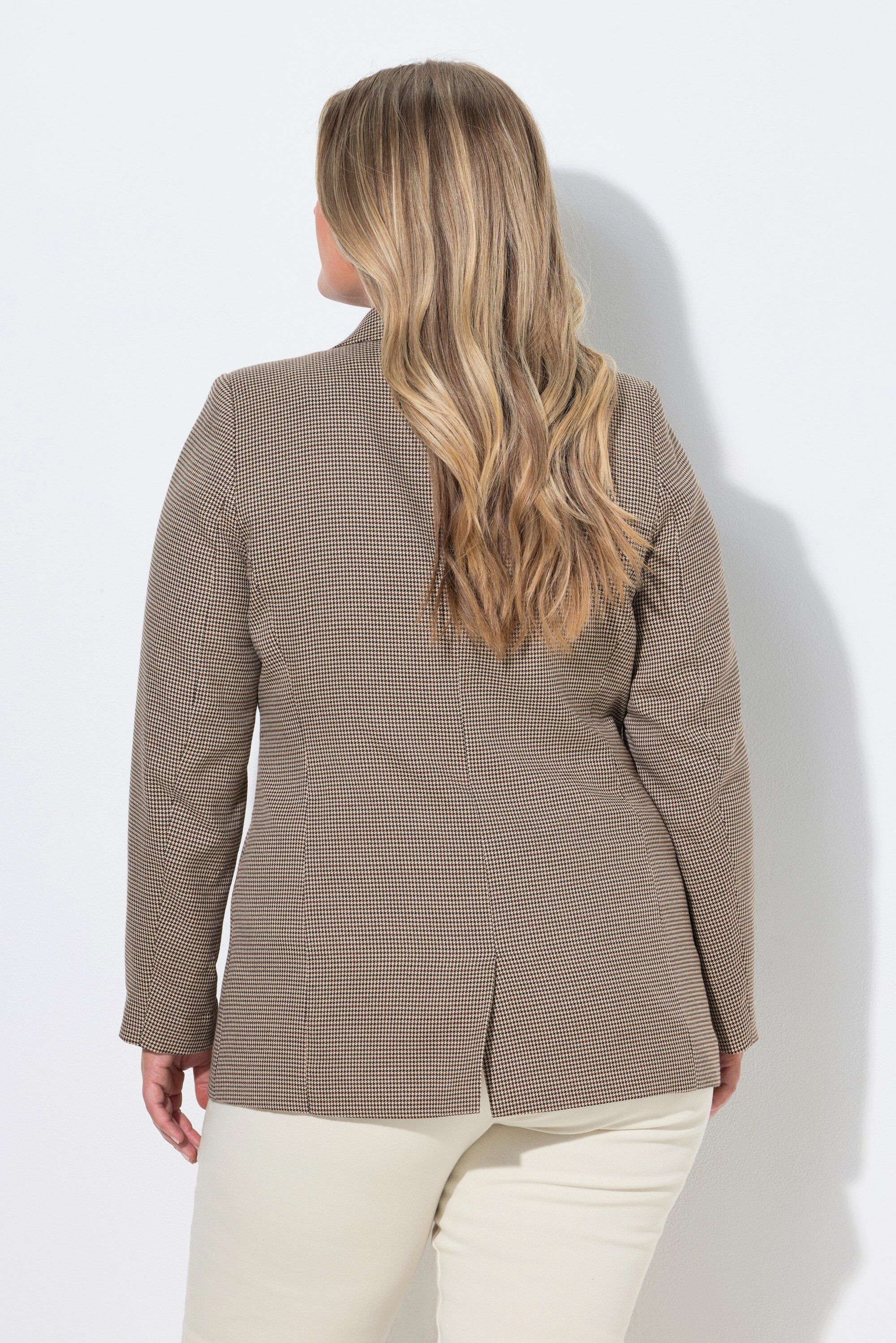 Ulla Popken Blusenblazer Blazer Hahnentritt-Muster Reverskragen Langarm – Bild 3 von 4