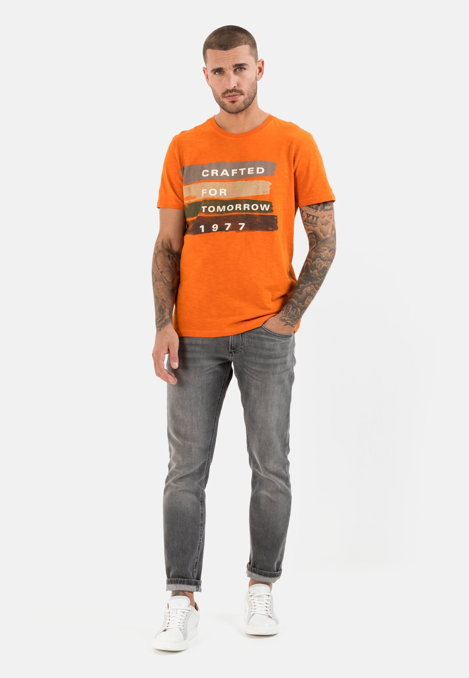 camel active T-Shirt aus Orange Bio-Baumwolle