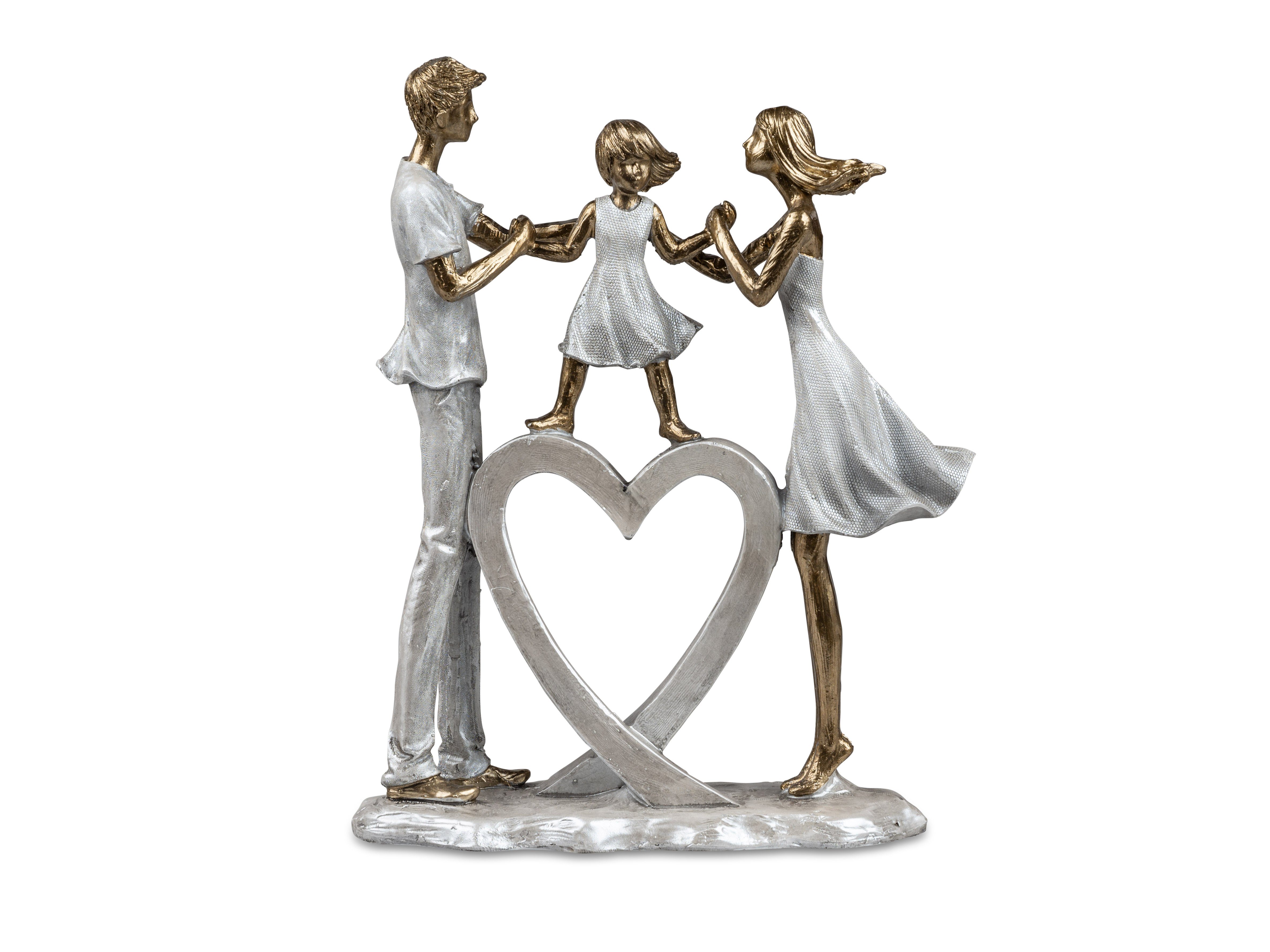 formano Dekofigur Paar mit Herz 25 cm x 14 cm, handgefertigte Deko-Figur aus Kunststein, Hochzeit