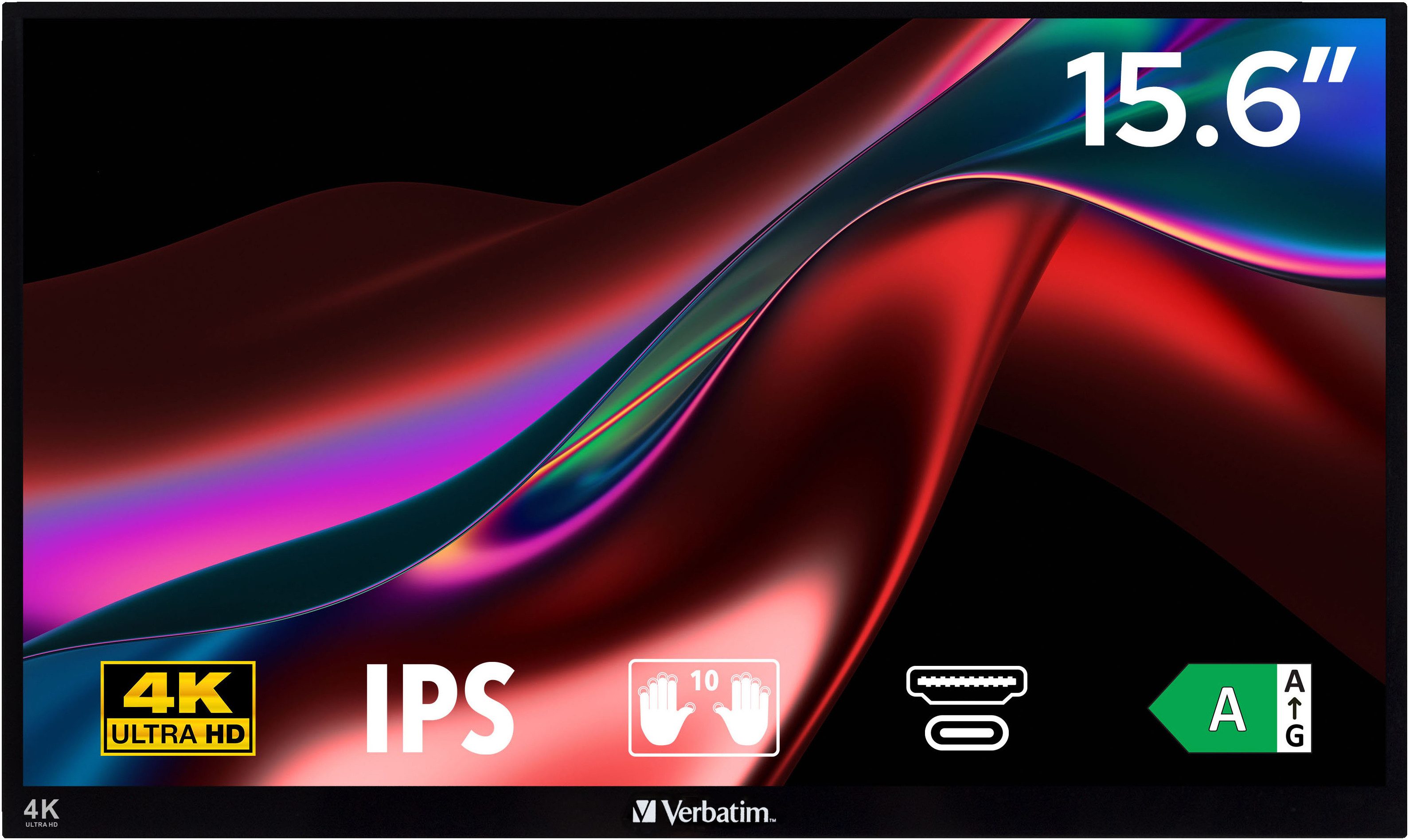 Verbatim PMT-15-4K 32238 Verbatim Portabler Monitor (40 cm/15 ", 4096 x 2160 px, 4K Ultra HD, 6 ms Reaktionszeit, 60 Hz, IPS-LCD)