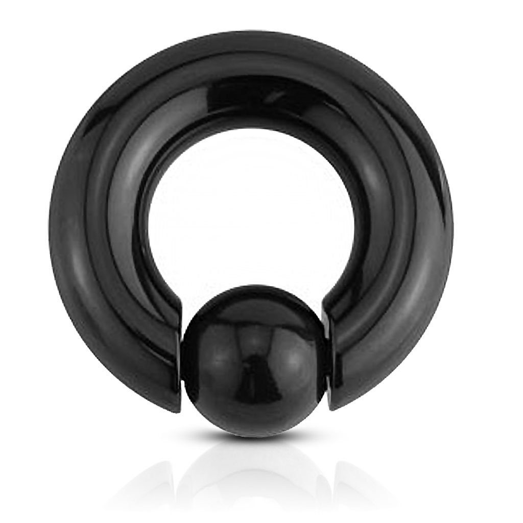 in Out Ring Intimpiercing Closure mit Klemmring XXL BCR Spring Brustpiercing Ring, Ohrpiercing Ball Clip viva-adorno Pop Nasenpiercing Septumpiercing Piercing Schwarz Kugel