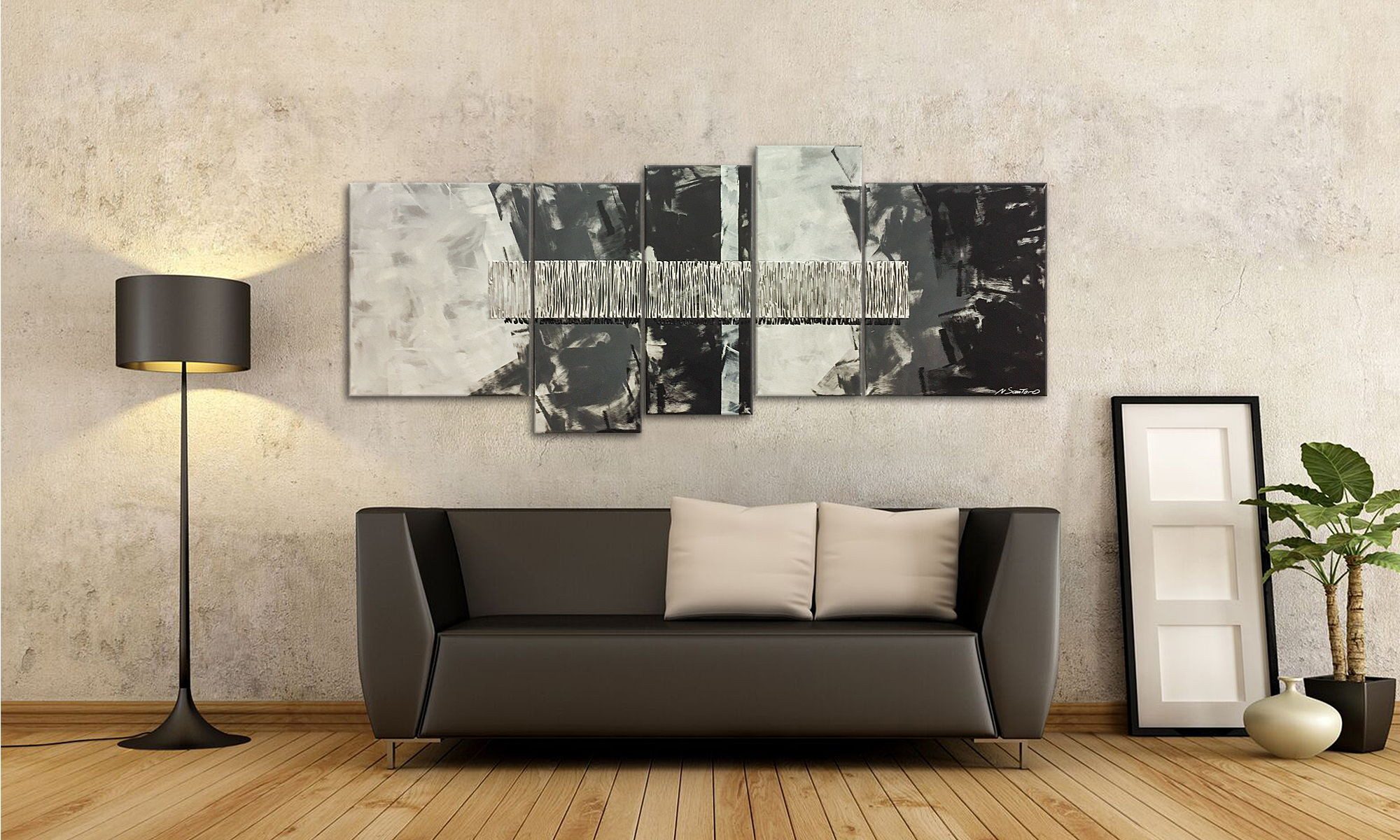 WandbilderXXL Gemälde Shadows And Lights 190 x 80 cm, Abstraktes Gemälde, handgemaltes Unikat