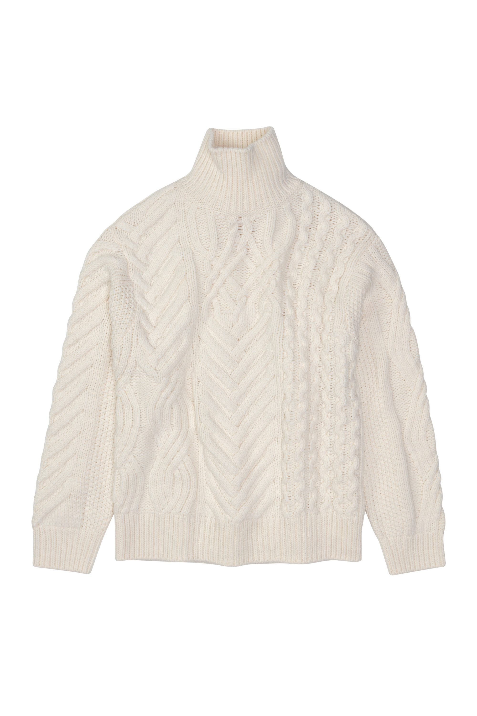 Strickpullover Rollkragenpullover aus Wolle - Gerade