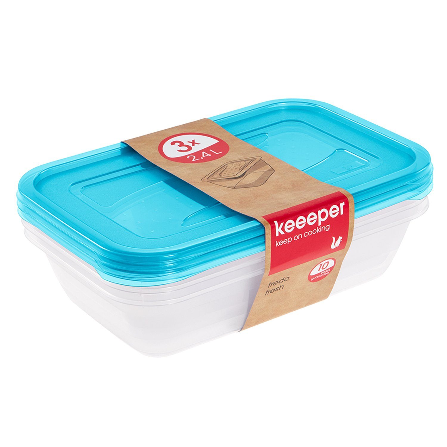 keeeper Frischhaltedose 3067963200000, Set von Lebensmittelbehältern 3 x 2,4 L Fredo Fresh