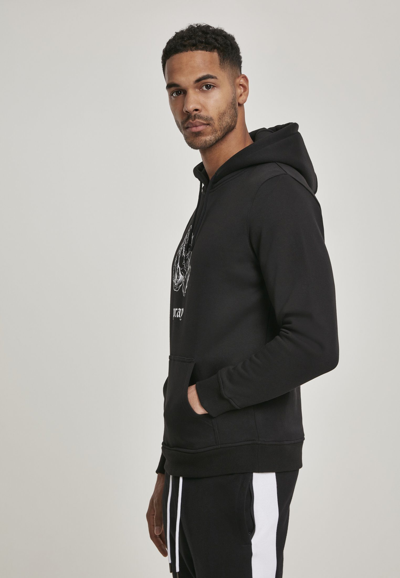 Tee Hoody Herren Dark black Mister MisterTee Pray Sweater (1-tlg)